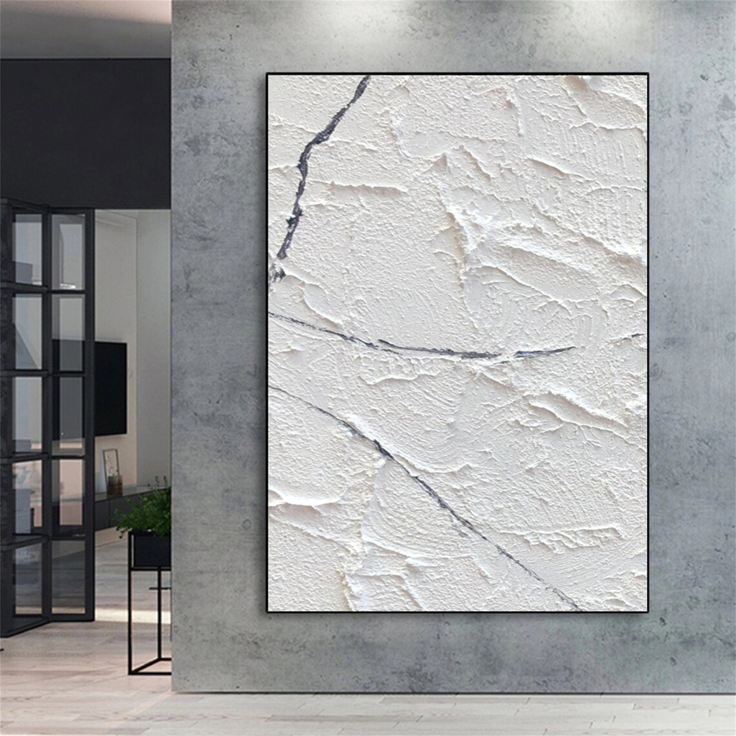 White Minimalist Textured Painting Canvas #MM142