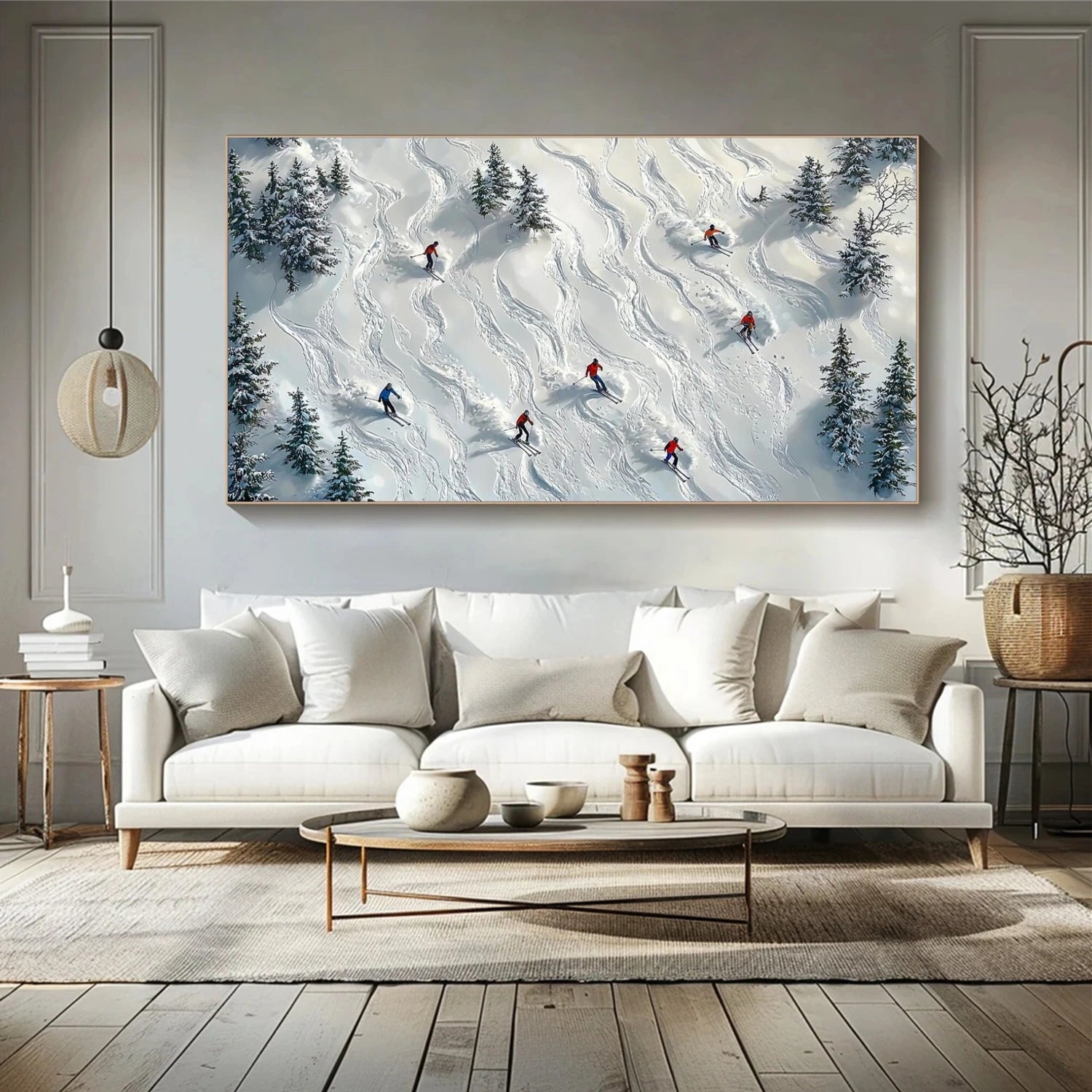 Skiing Sport Art Textured Painting Canvas # SA059