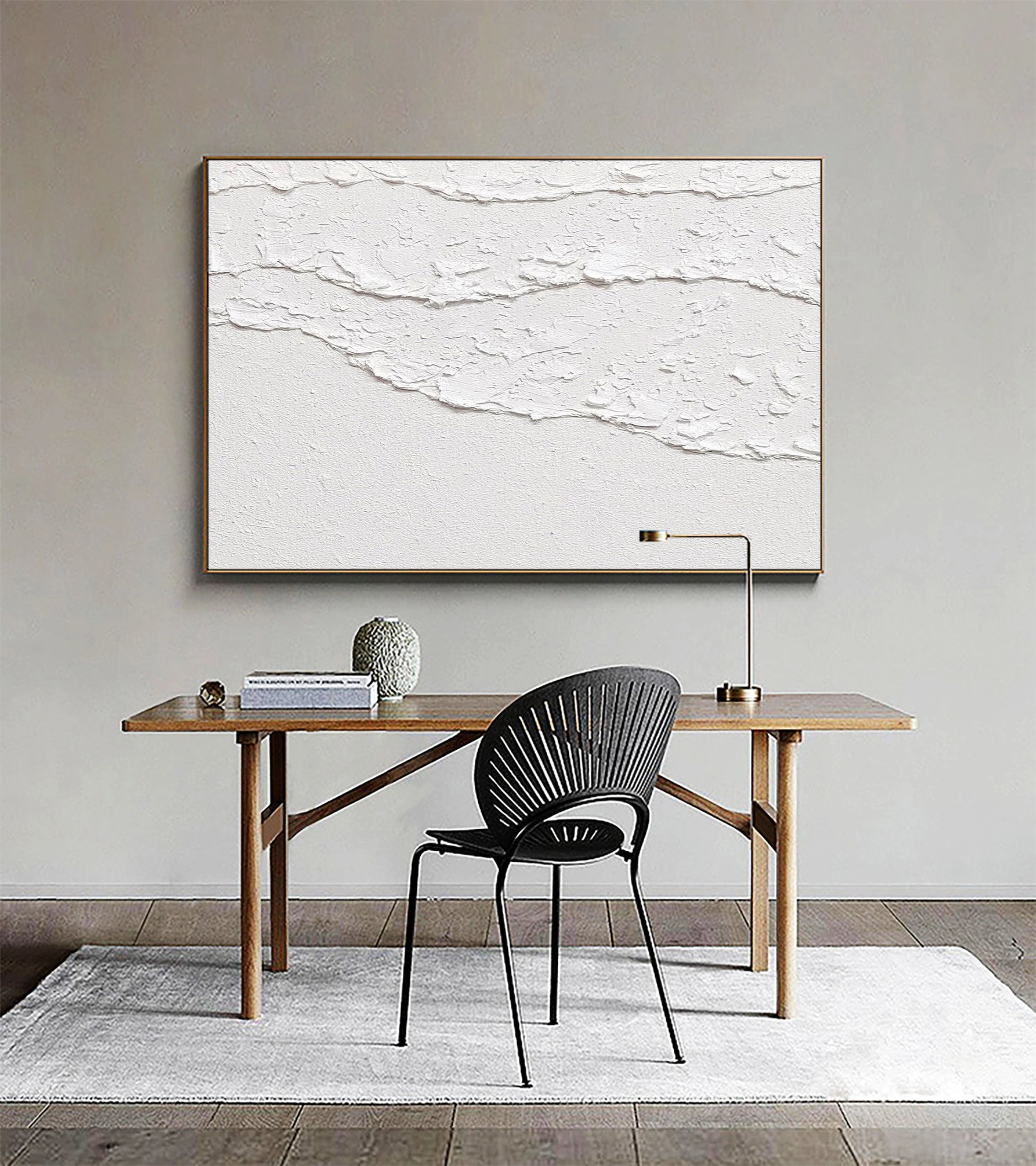 White Minimalist Textured Painting Canvas #MM019