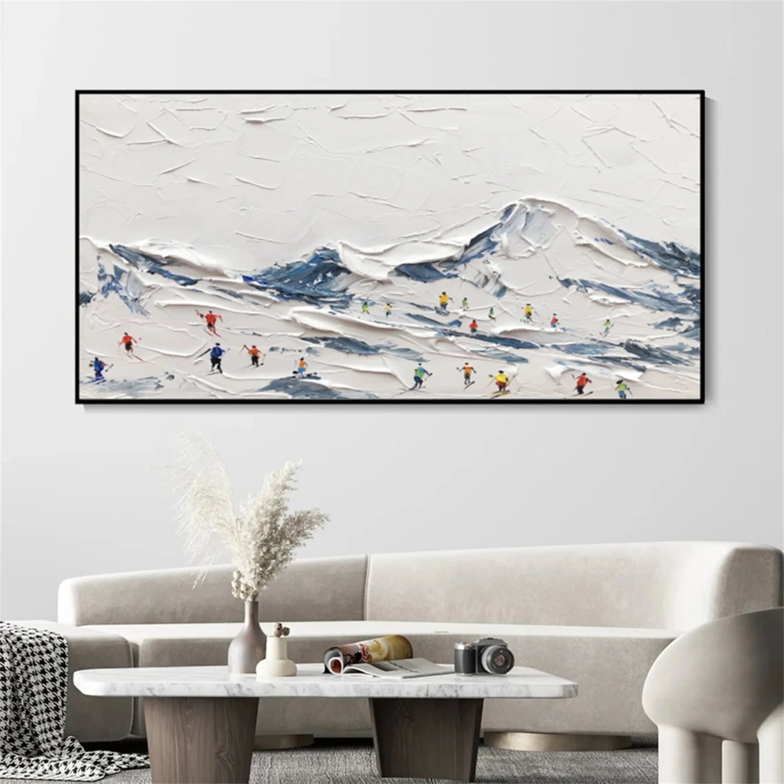 Skiing Sport Art Textured Painting Canvas #MM225