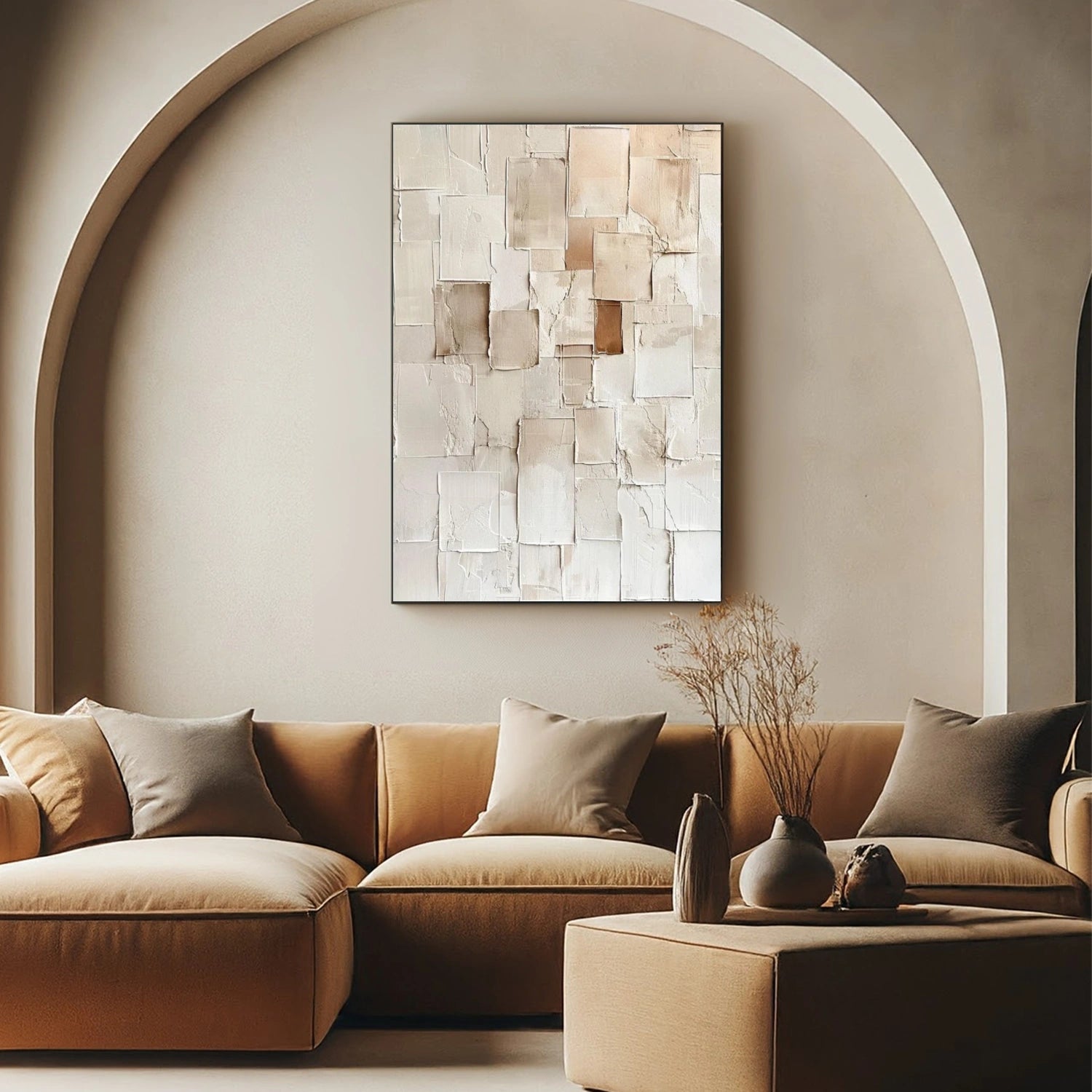 Beige Abstract Textured Wall Art #AB 548