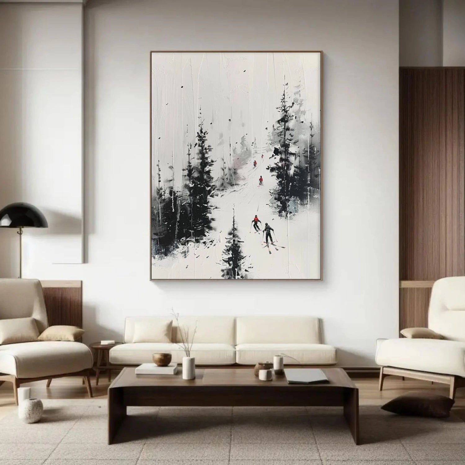 Skiing Sport Art Textured Painting Canvas # SA032