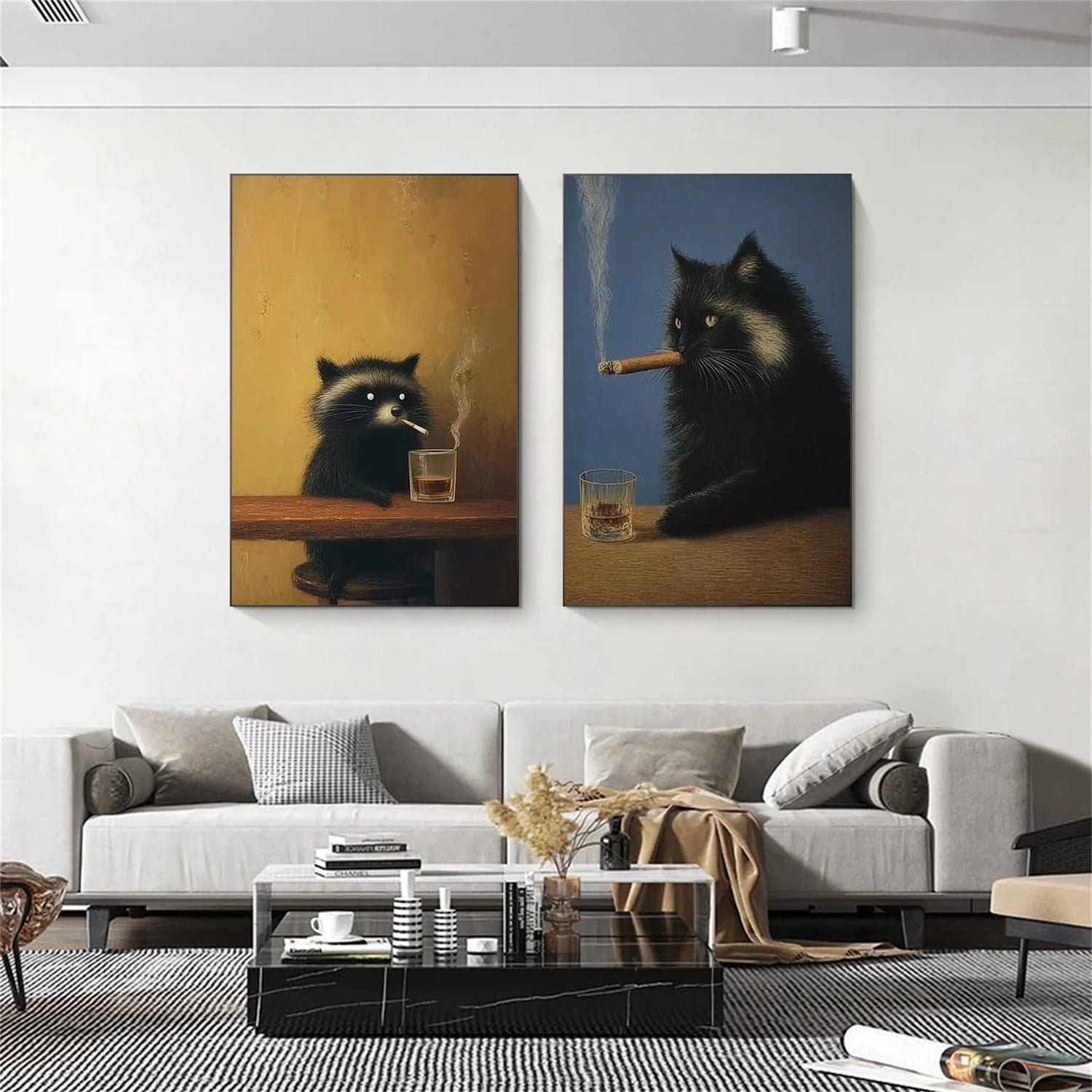 Colorful Abstract Animal Canvas Art Set of 2 #AP236