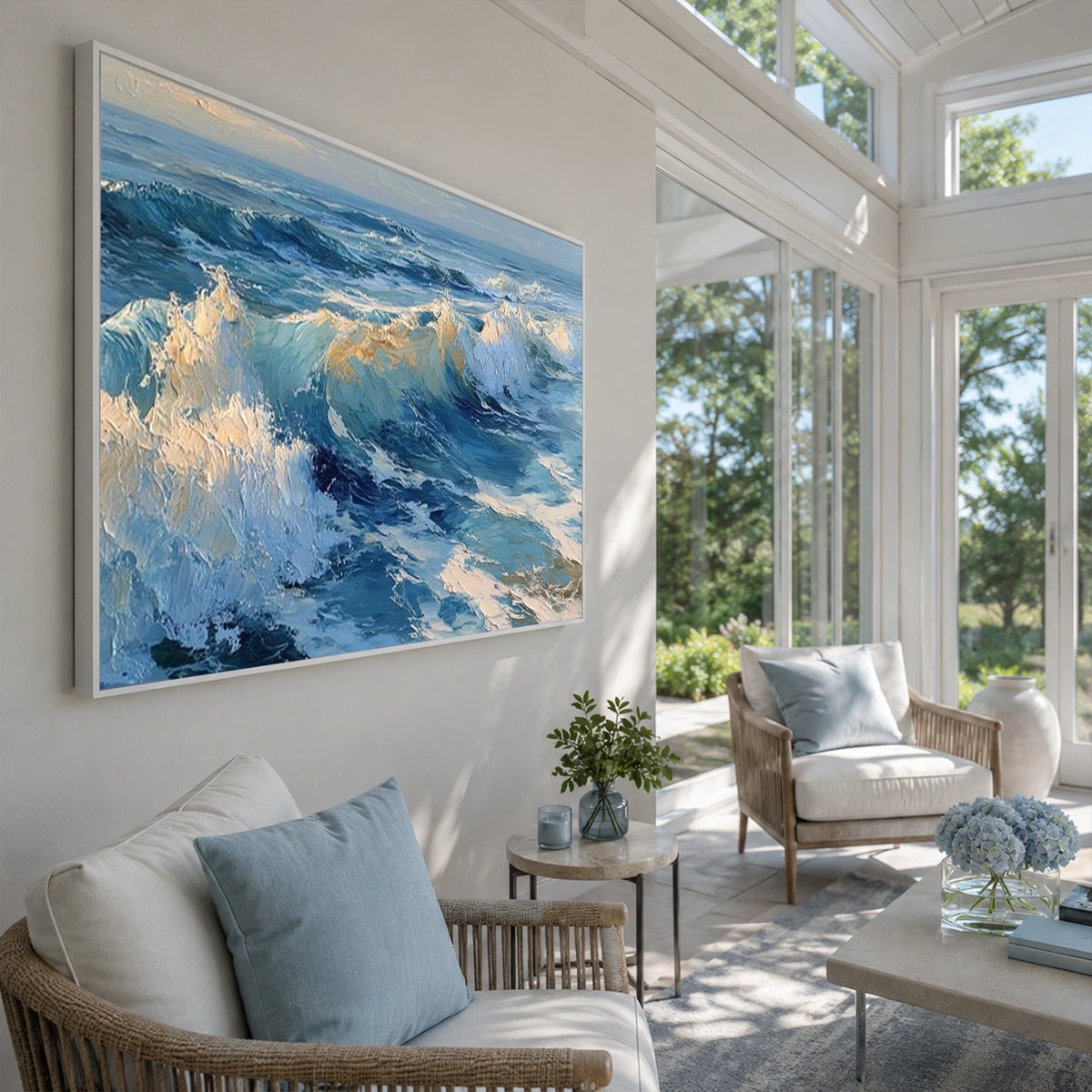 Ocean And Sky Abstract Texture Canvas Art #OS486