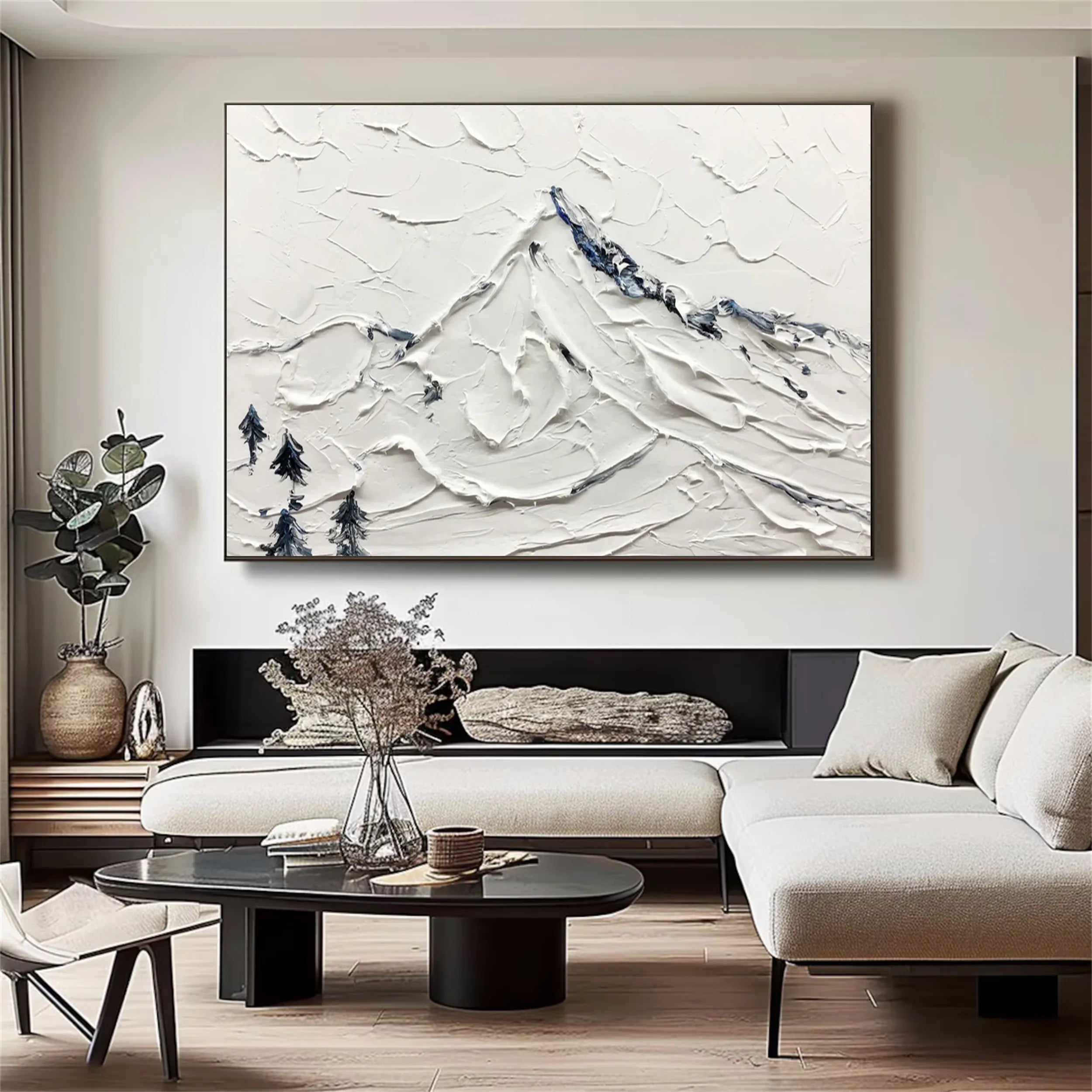 White Minimalist Textured Painting Canvas #MM236