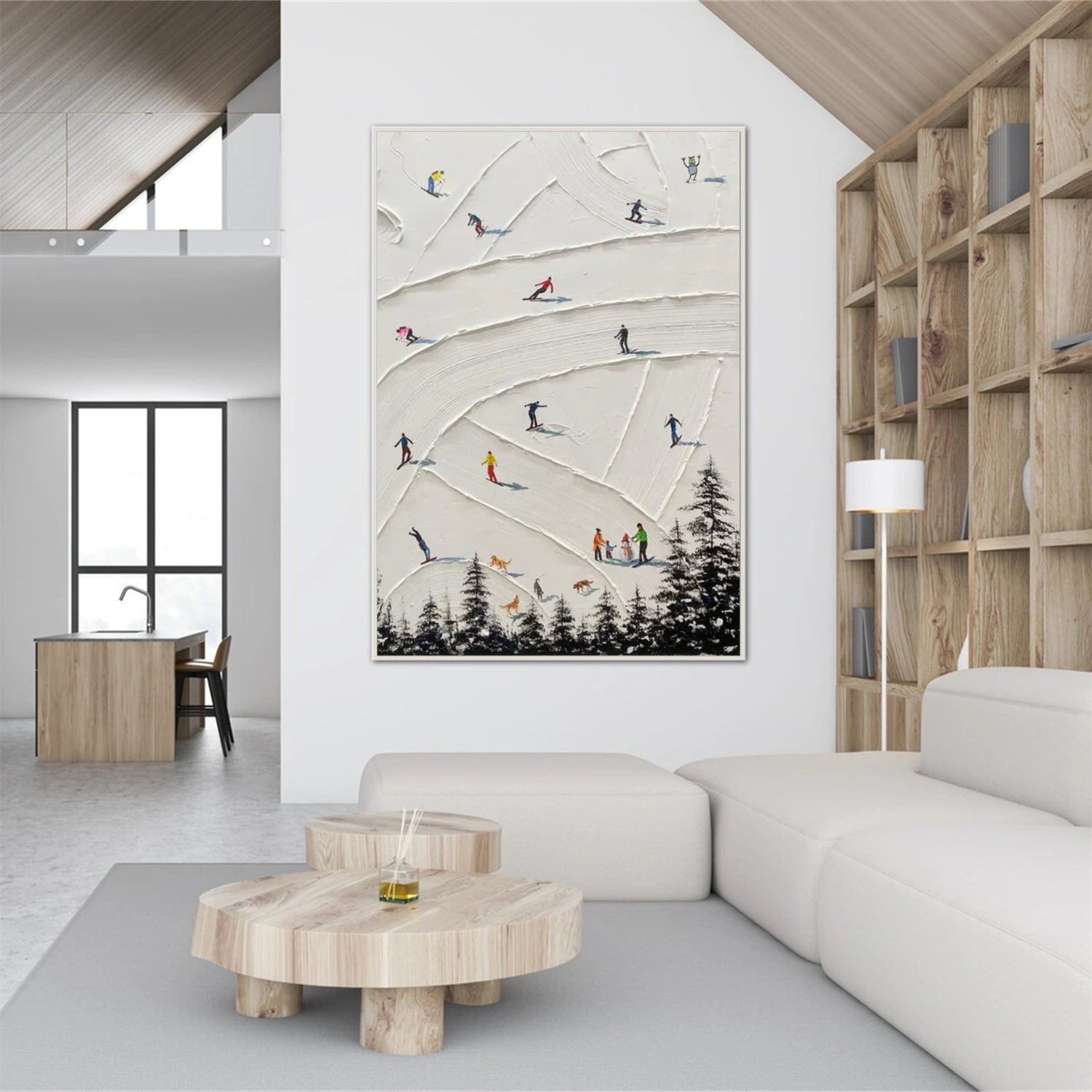 Skiing Sport Art Textured Painting Canvas # SA041