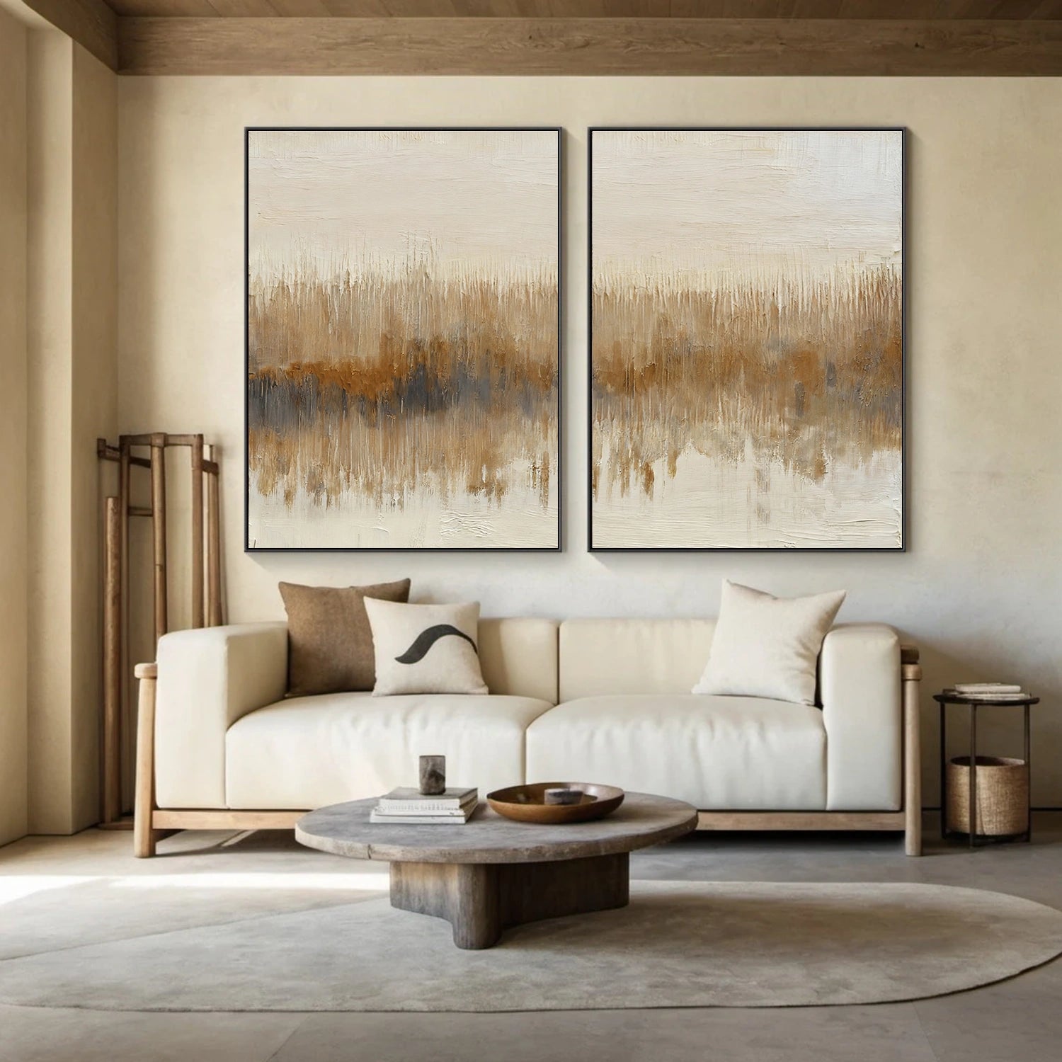 Beige & Brown Abstract Wall Art Set of 2 #BB188