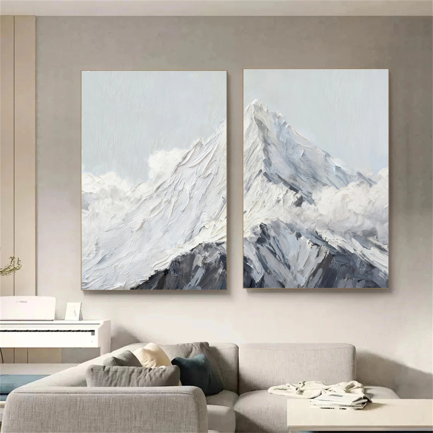 Abstract Mountain Textured Canvas Art Set of 2 #MM336