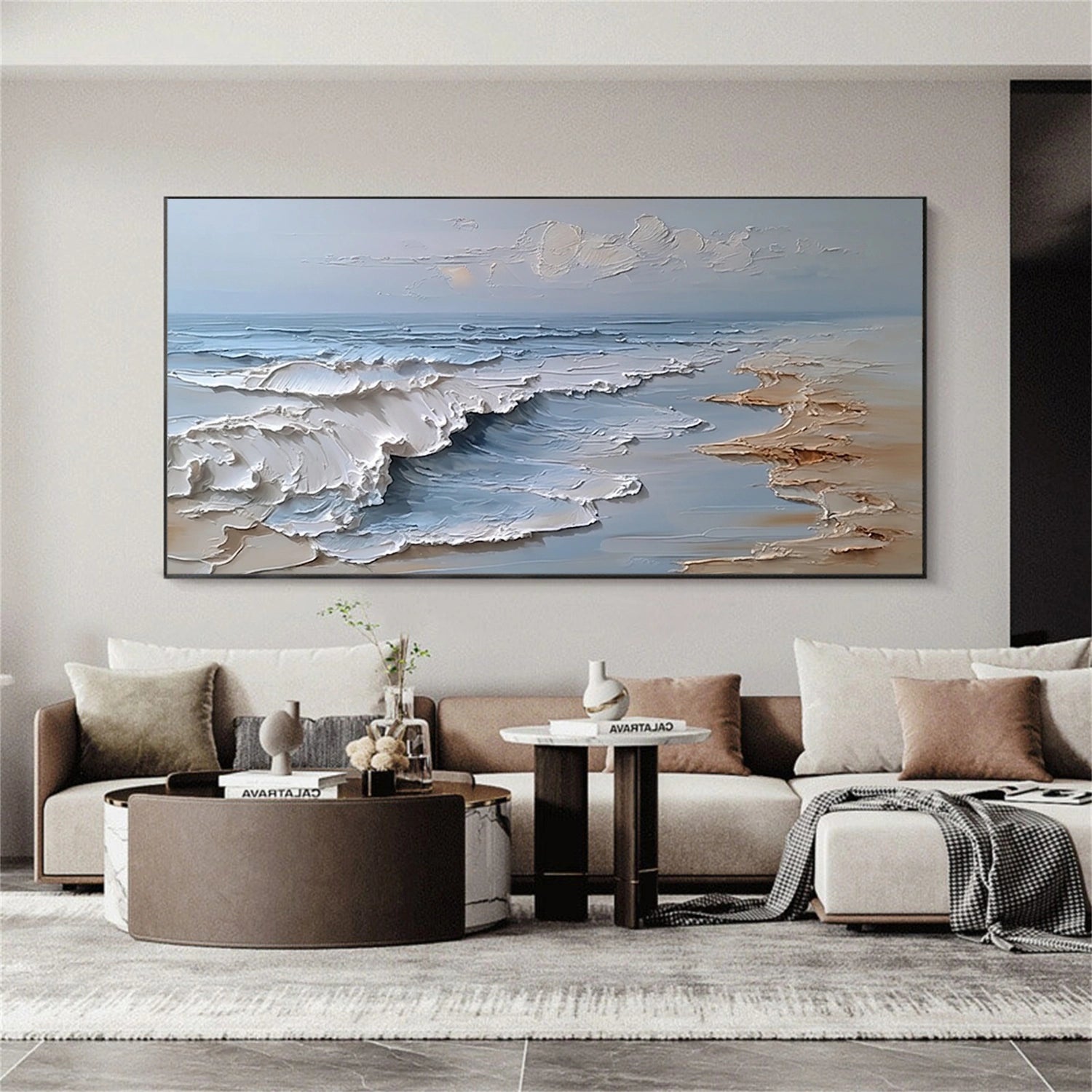 Ocean And Sky Abstract Texture Canvas Art #OS410