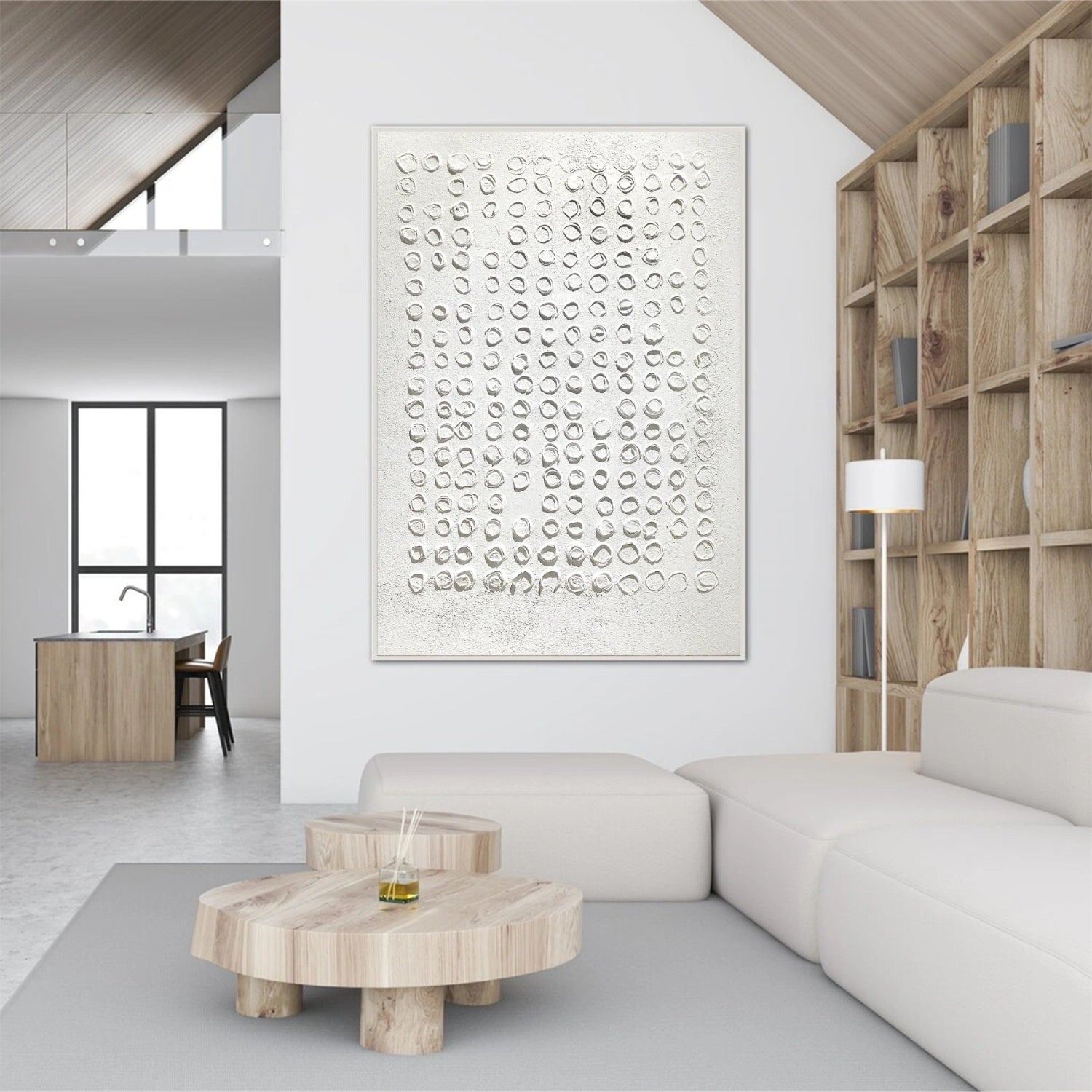 White Plaster Art Minimalist Textured Paintings Canvas #MM317