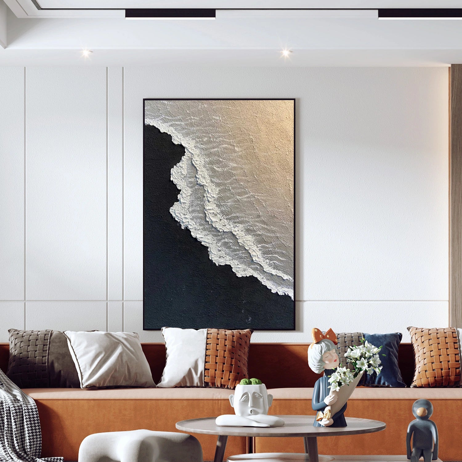 Ocean And Sky Abstract Textured Canvas Art #OS 295