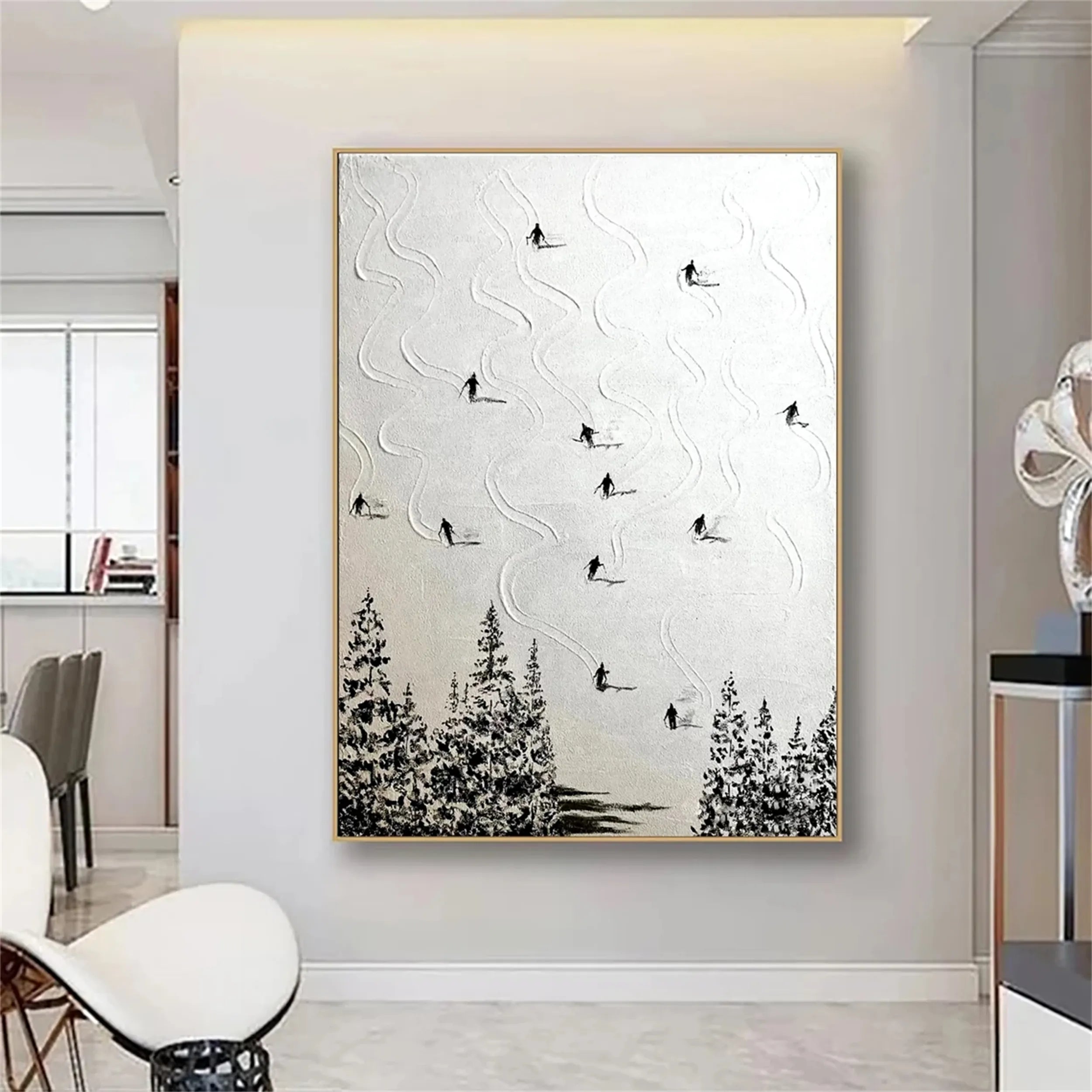 Skiing Sport Art Textured Painting Canvas #MM217