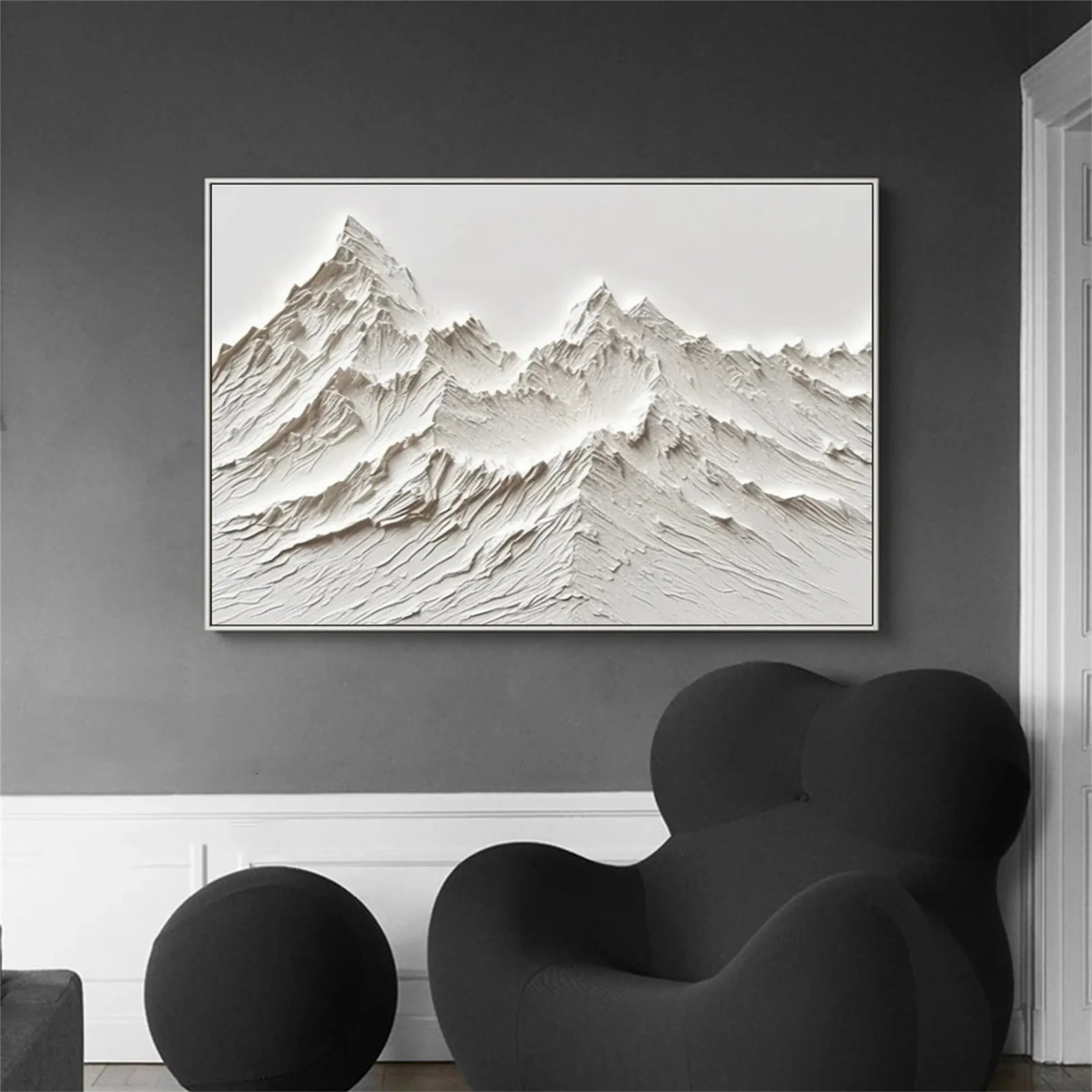 White Minimalist Textured Painting Canvas #MM239