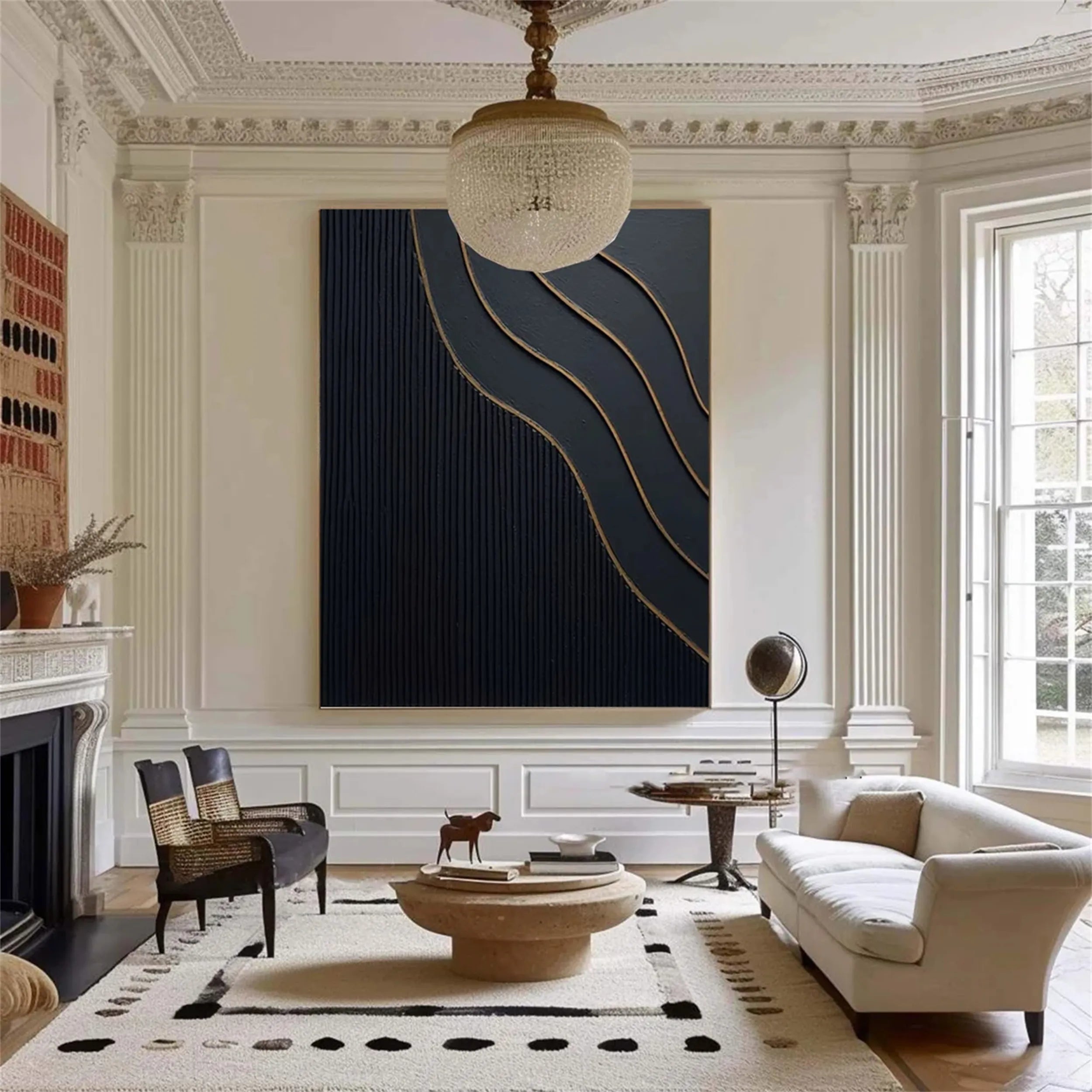 Black Gold Minimalist Textured Painting #MZ087