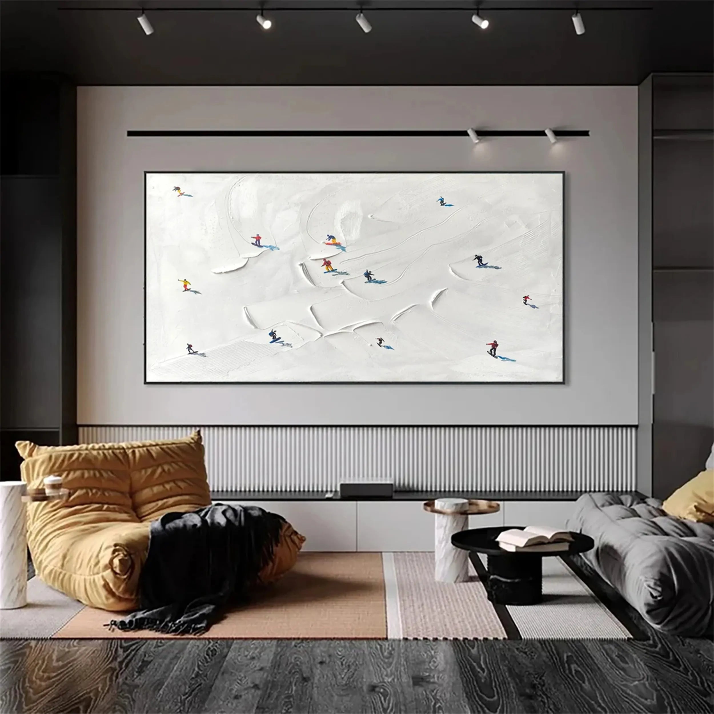 Skiing Sport Art Textured Painting Canvas #MM219