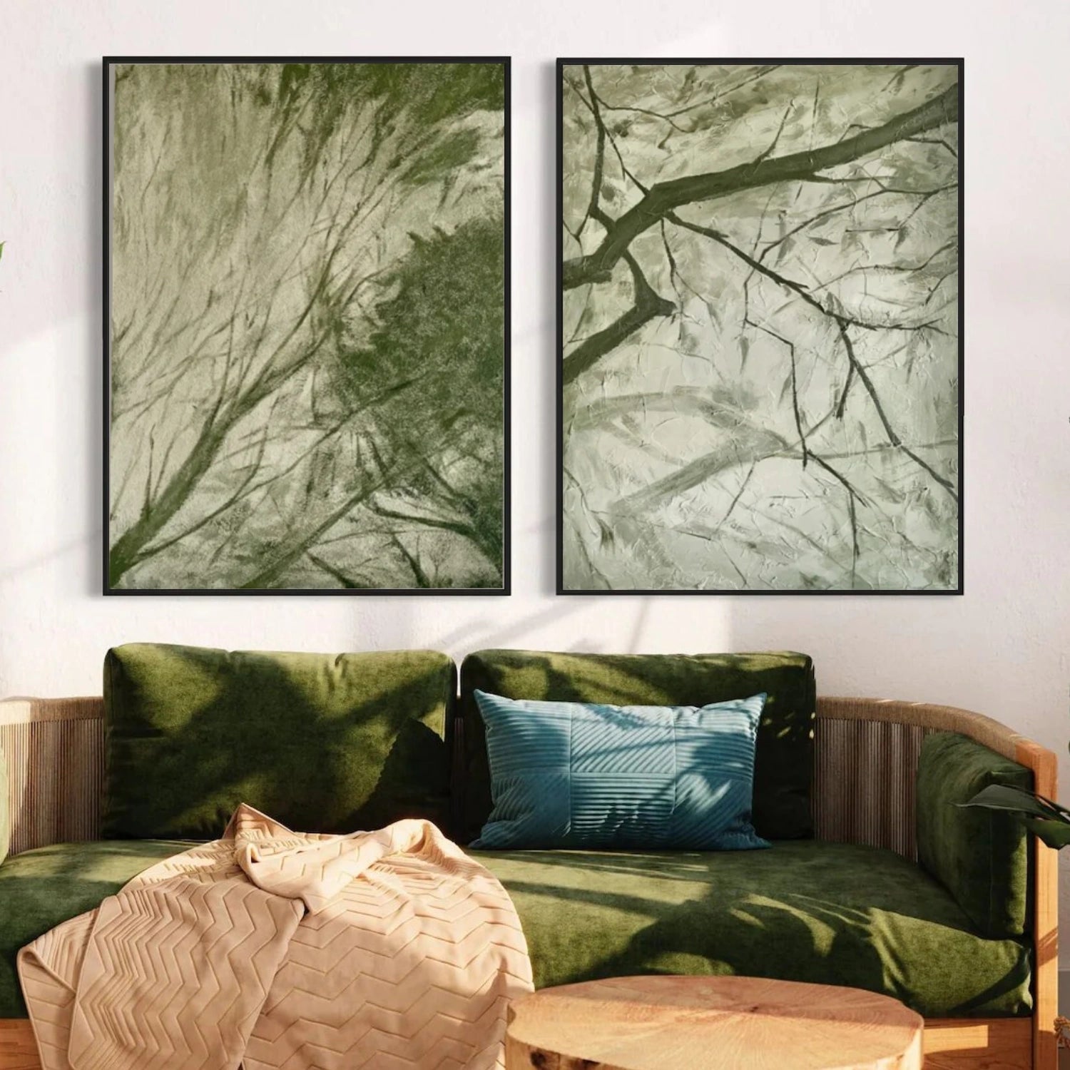 Flower & Tree Abstract Canvas Art Set of 2 #FT 302