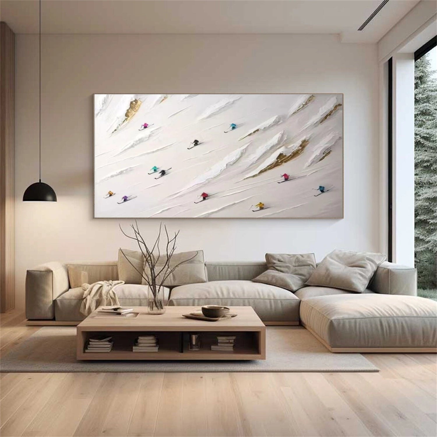 Skiing Sport Art Textured Painting Canvas # SA034