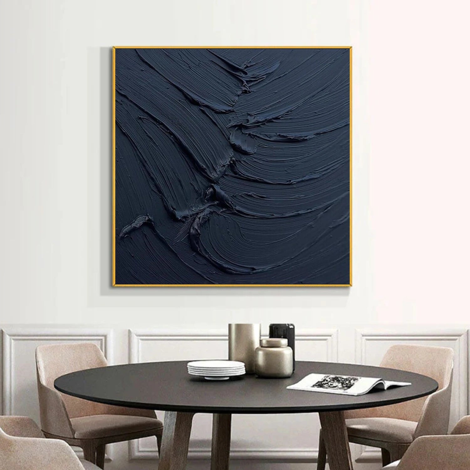 Blue Minimalist Texture Canvas Art #MM397