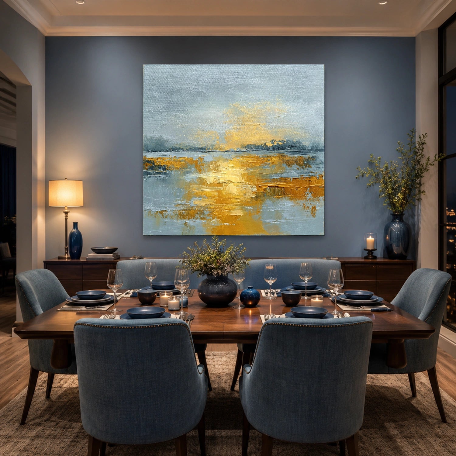 Ocean And Sky Abstract Canvas Art #OS431