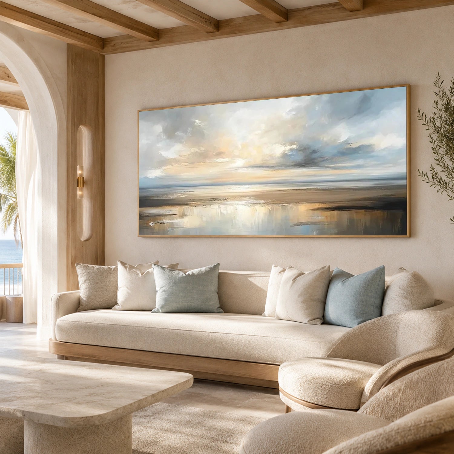 Ocean And Sky Abstract Canvas Art #OS466