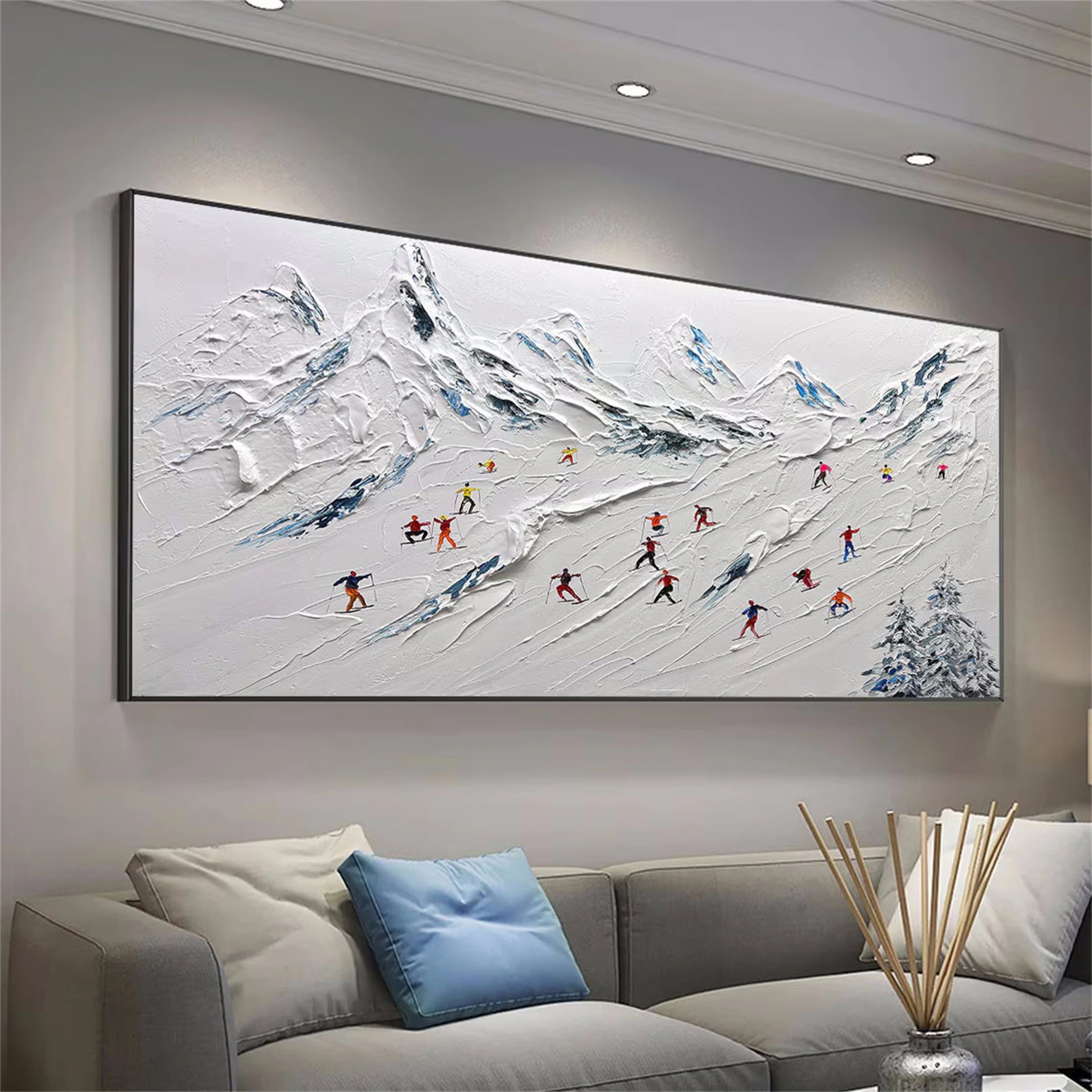 Custom Order for Skiing Sport Art Textured Painting Canvas #MM115