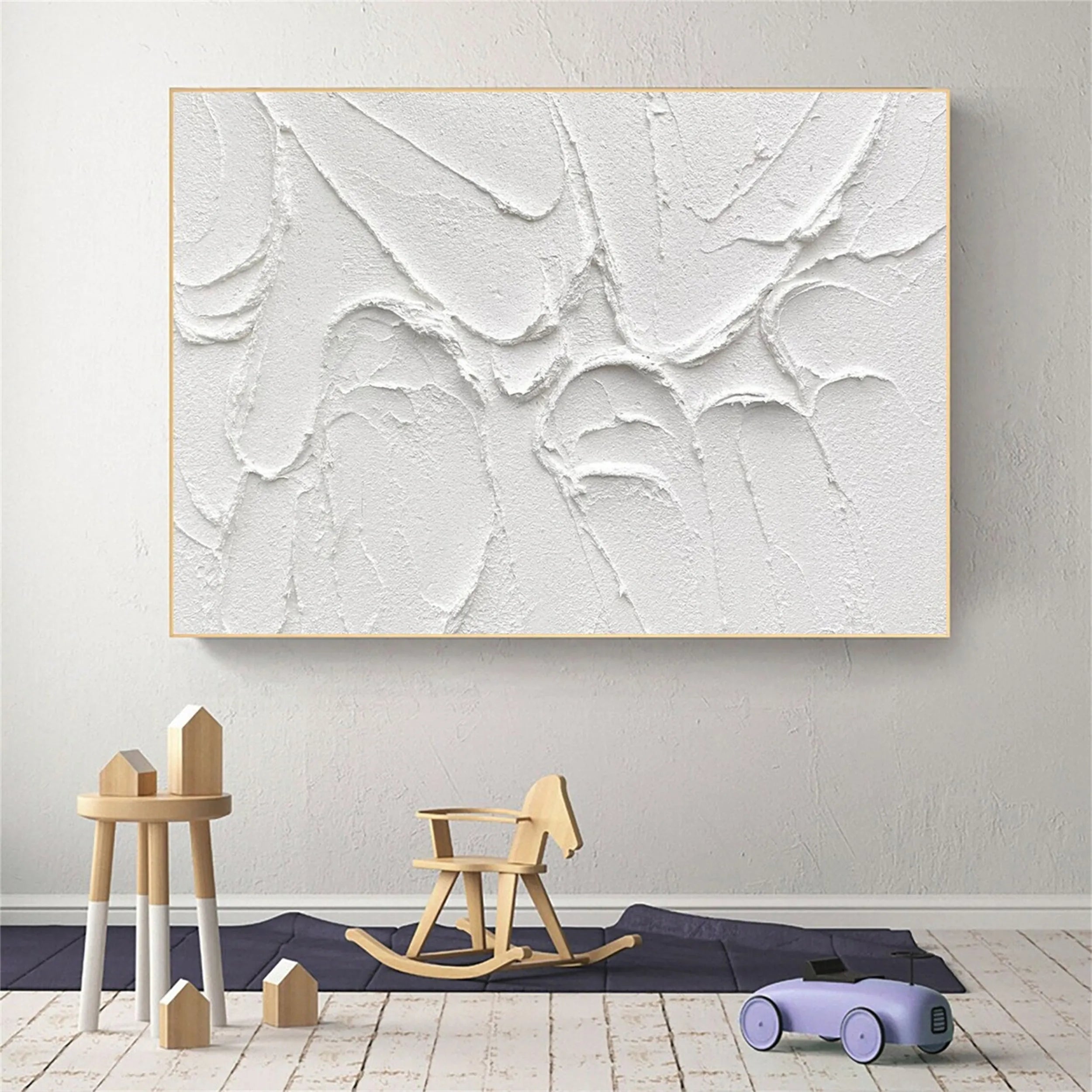 White Minimalist Textured Painting Canvas #MM196