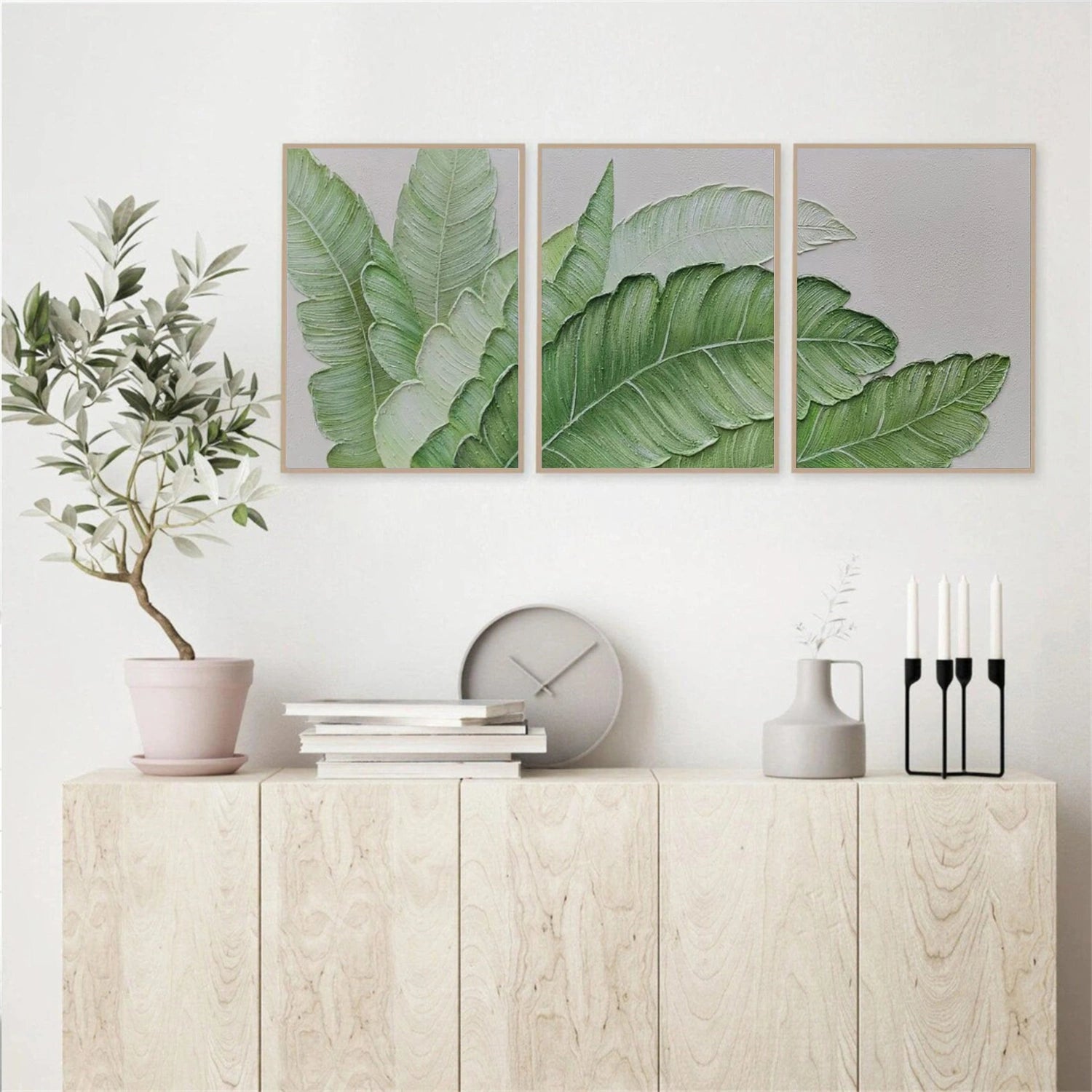 Flower & Tree Abstract Texture Set of 3 Canvas Art #FT 256