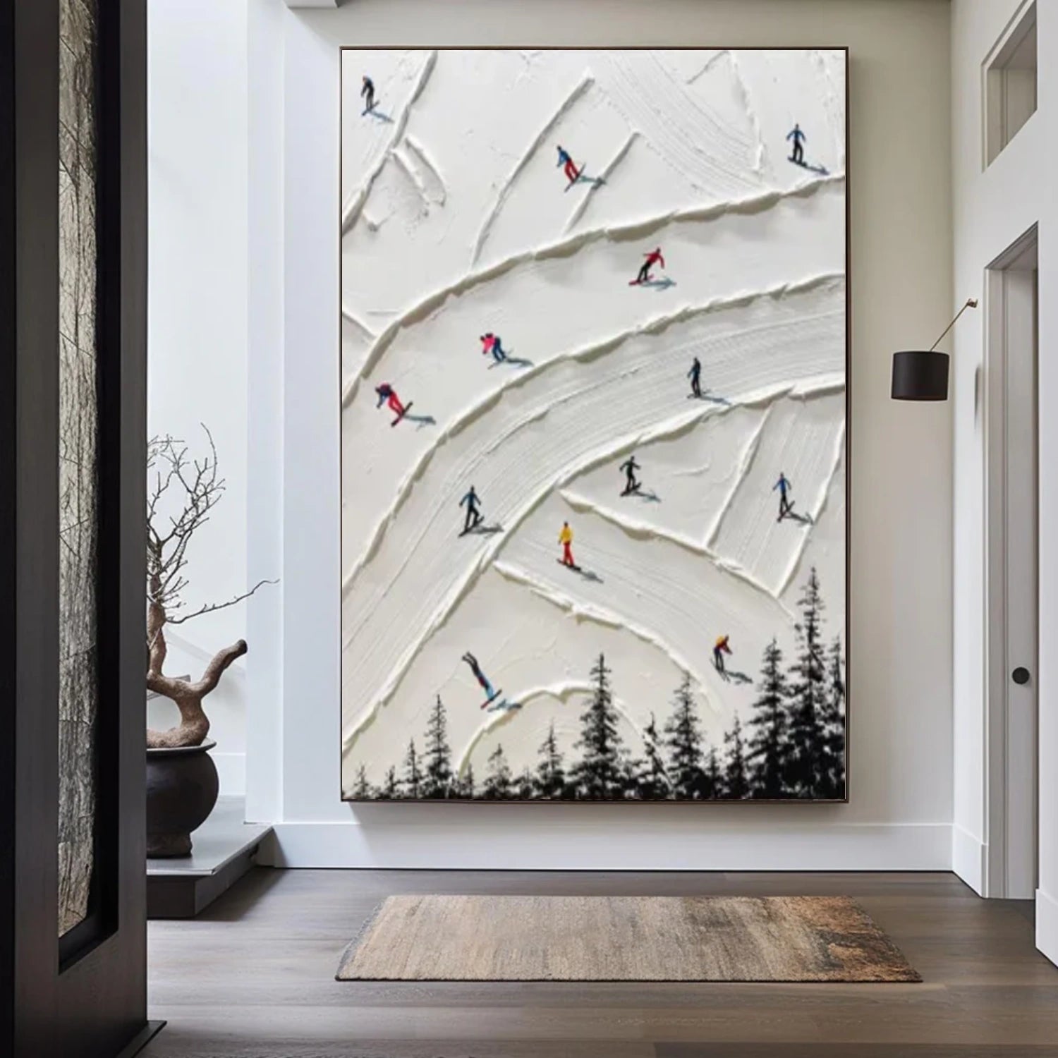 Skiing Sport Art Textured Painting Canvas # SA055