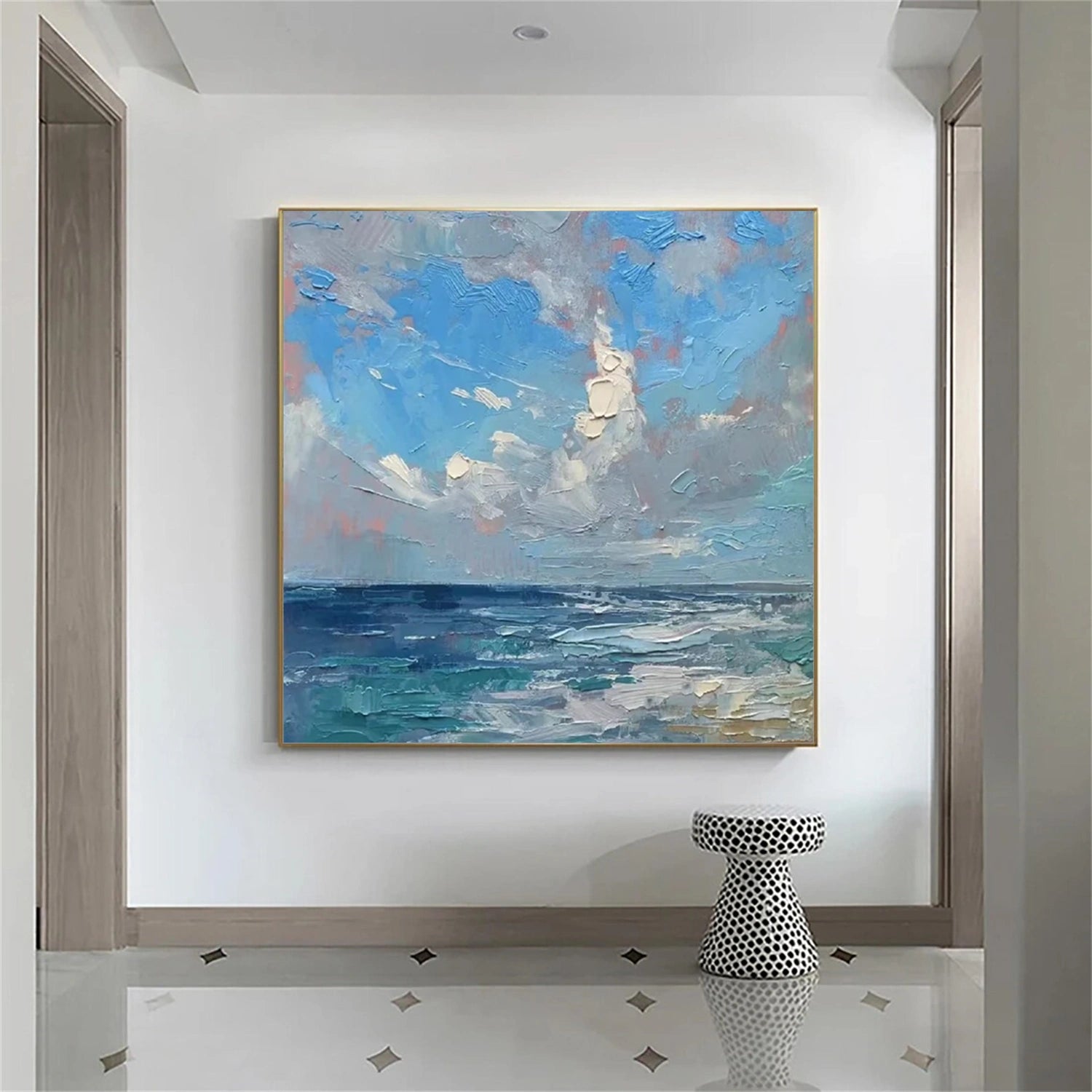 Ocean And Sky Abstract Canvas Art #OS 268