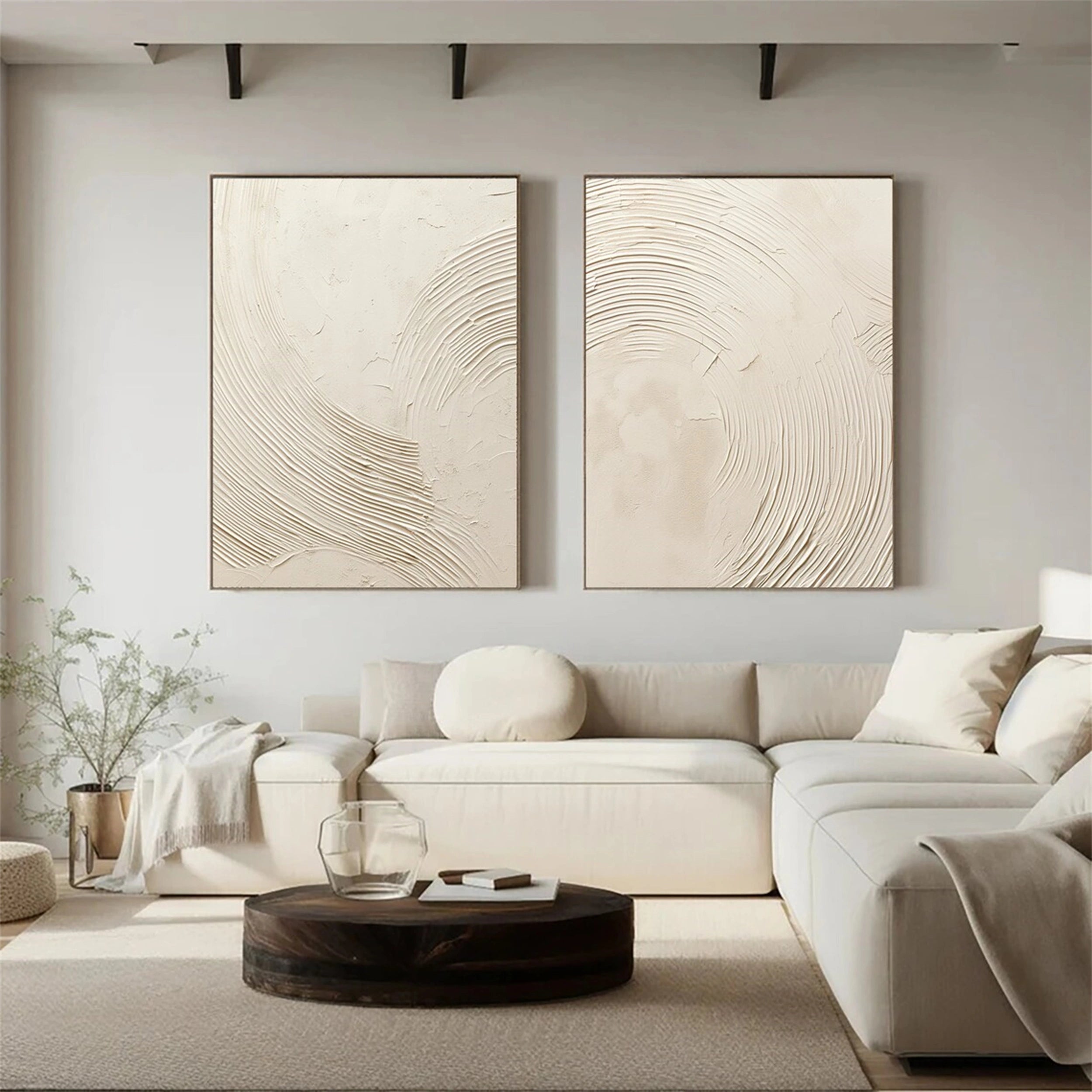 Beige & Brown Abstract Set of 2 #BB067