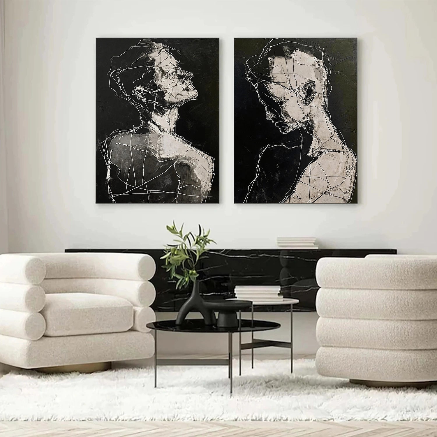 Abstract Portrait Textured Wall Art Set of 2 #PT 062