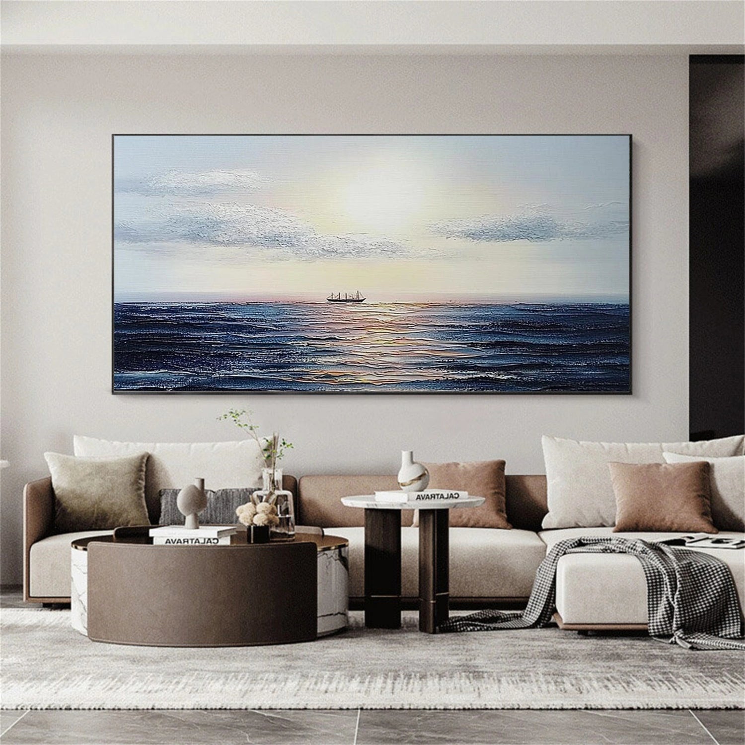 Ocean And Sky Abstract Texture Canvas Art #OS411