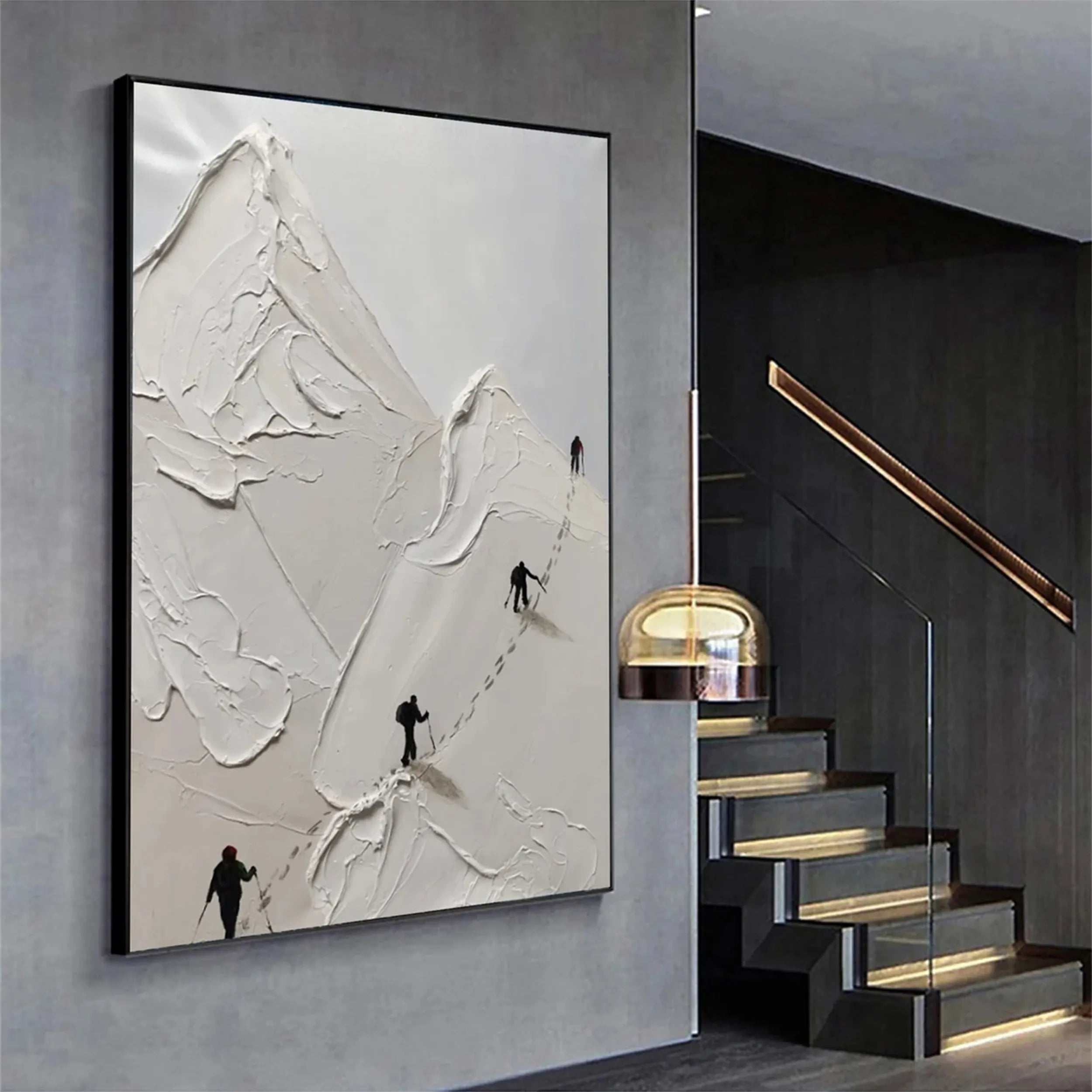 Skiing Sport Art Textured Painting Canvas #MM233