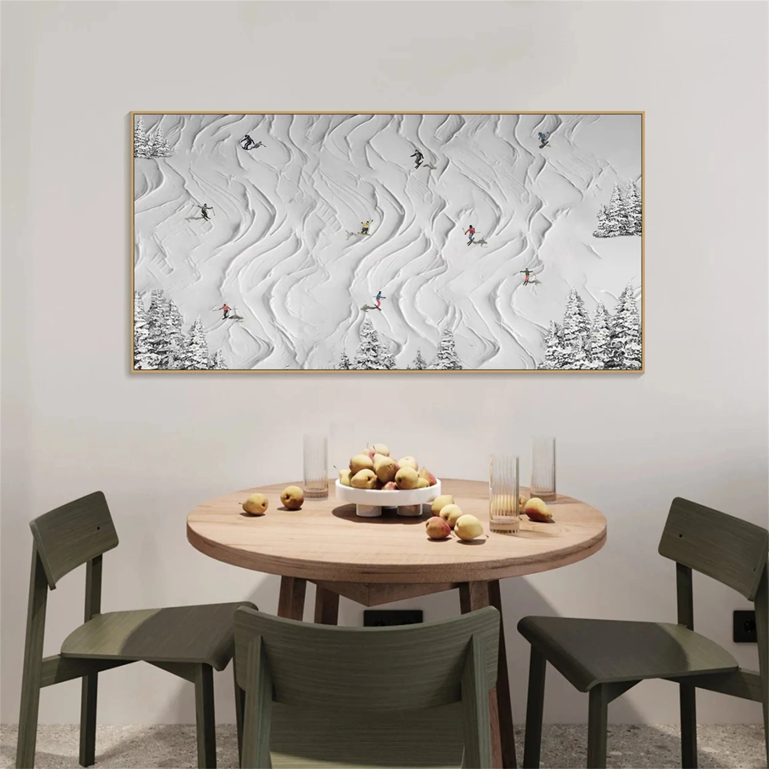 Skiing Sport Art Textured Painting Canvas #MM212