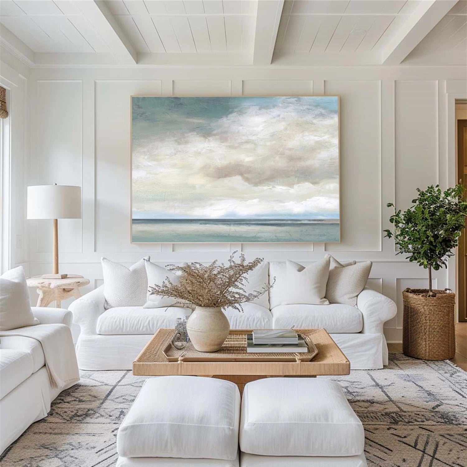 Ocean And Sky Abstract Canvas Art #OS 329