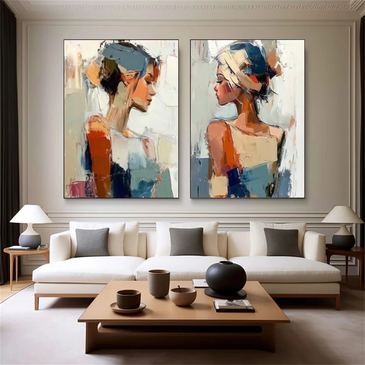 Abstract Portrait Tectured Wall Art Set of 2 #PT037