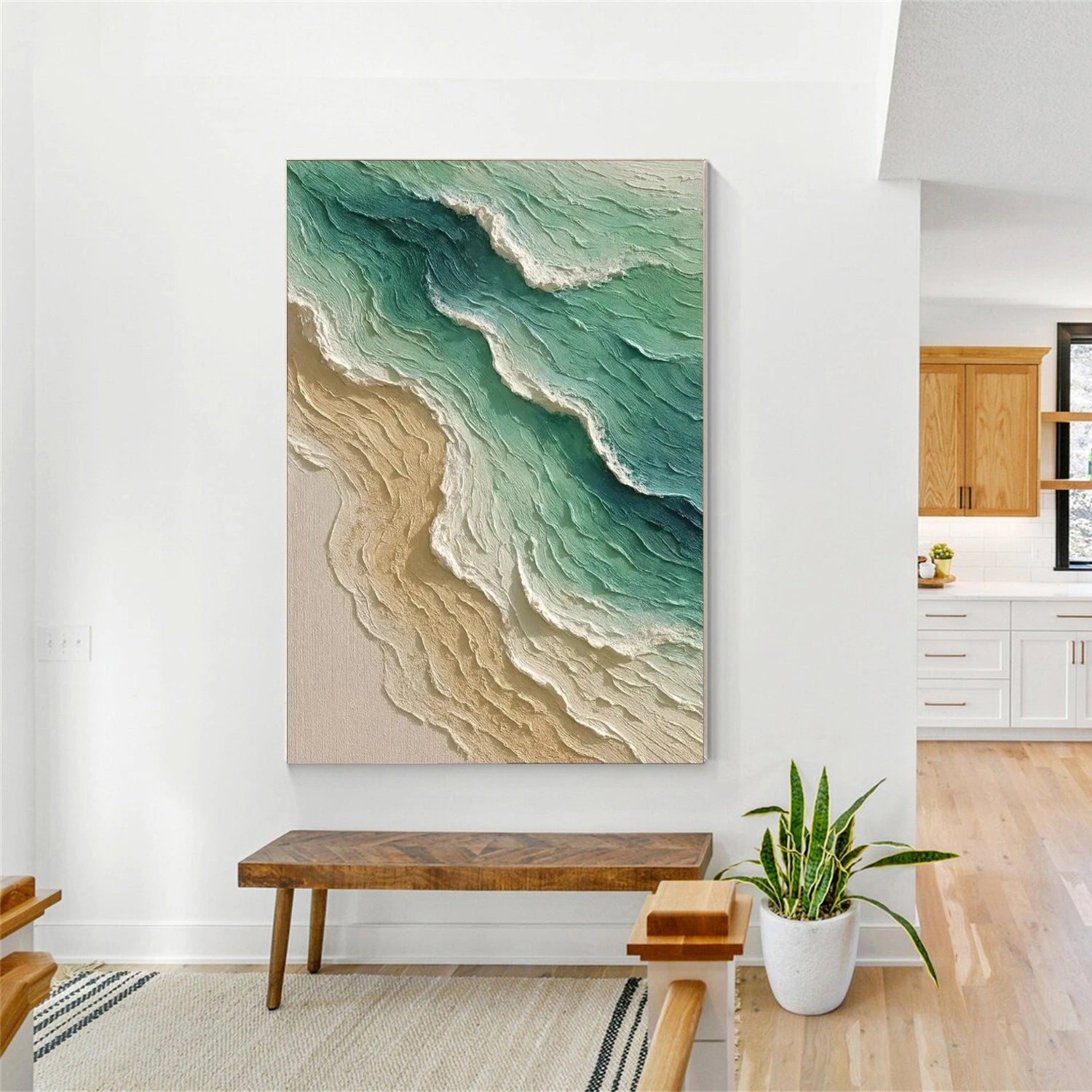 Ocean And Sky Abstract Textured Canvas Art #OS 333