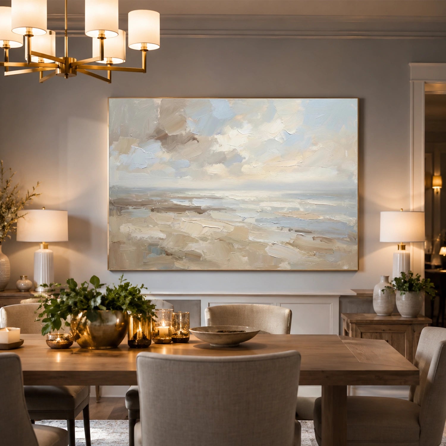 Ocean And Sky Abstract Canvas Art #OS428