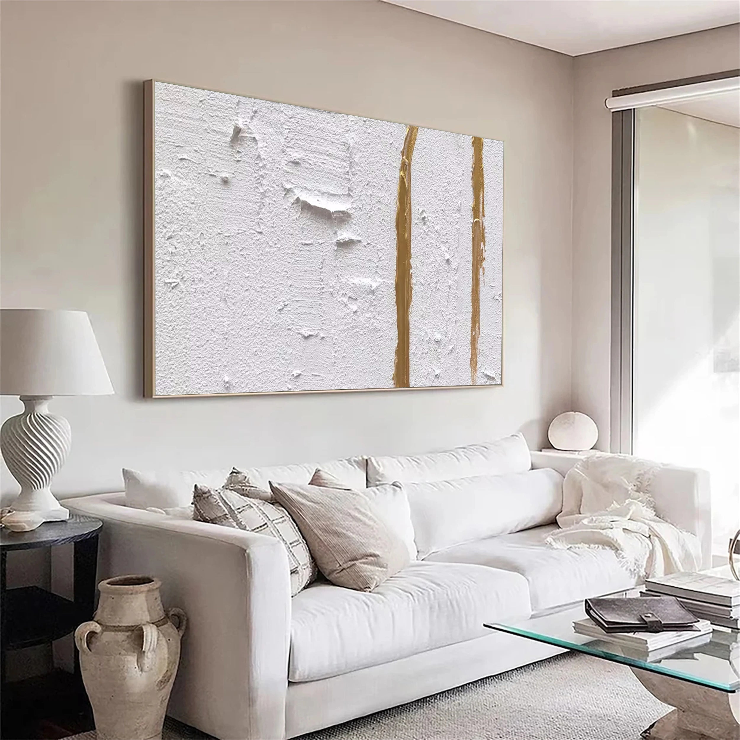 White Minimalist Textured Painting Canvas #MM140