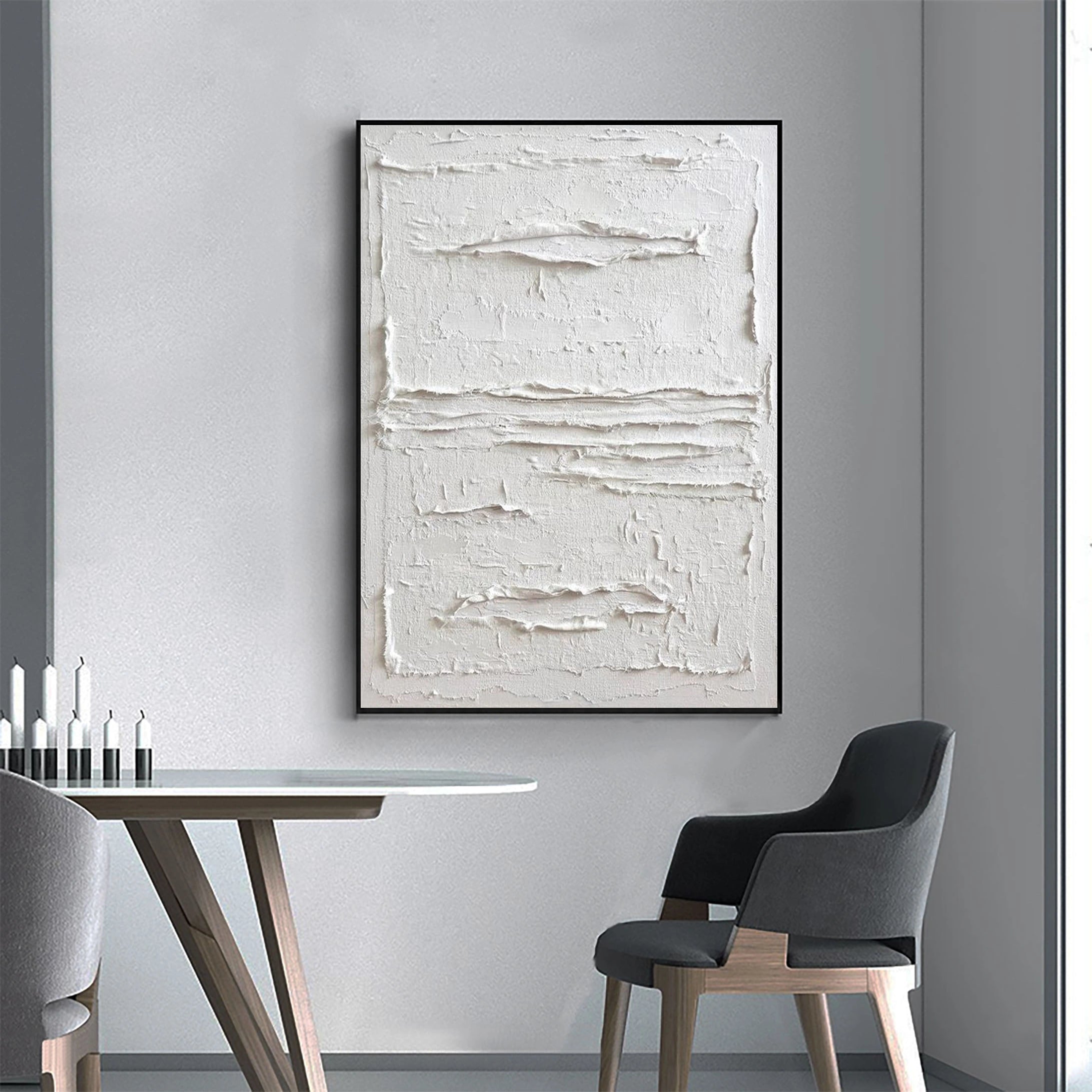 White Minimalist Textured Painting Canvas #MM024