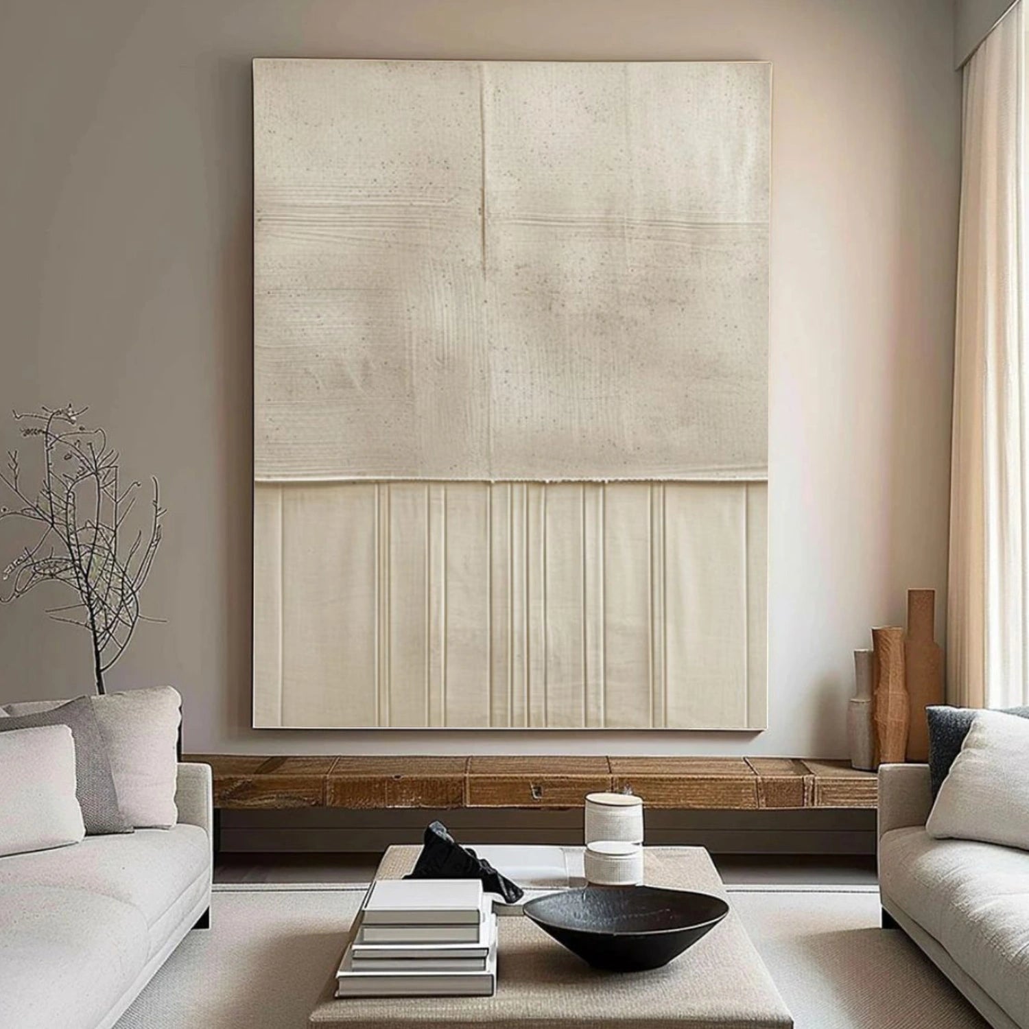 Beige Minimalist Textured Canvas #MM389