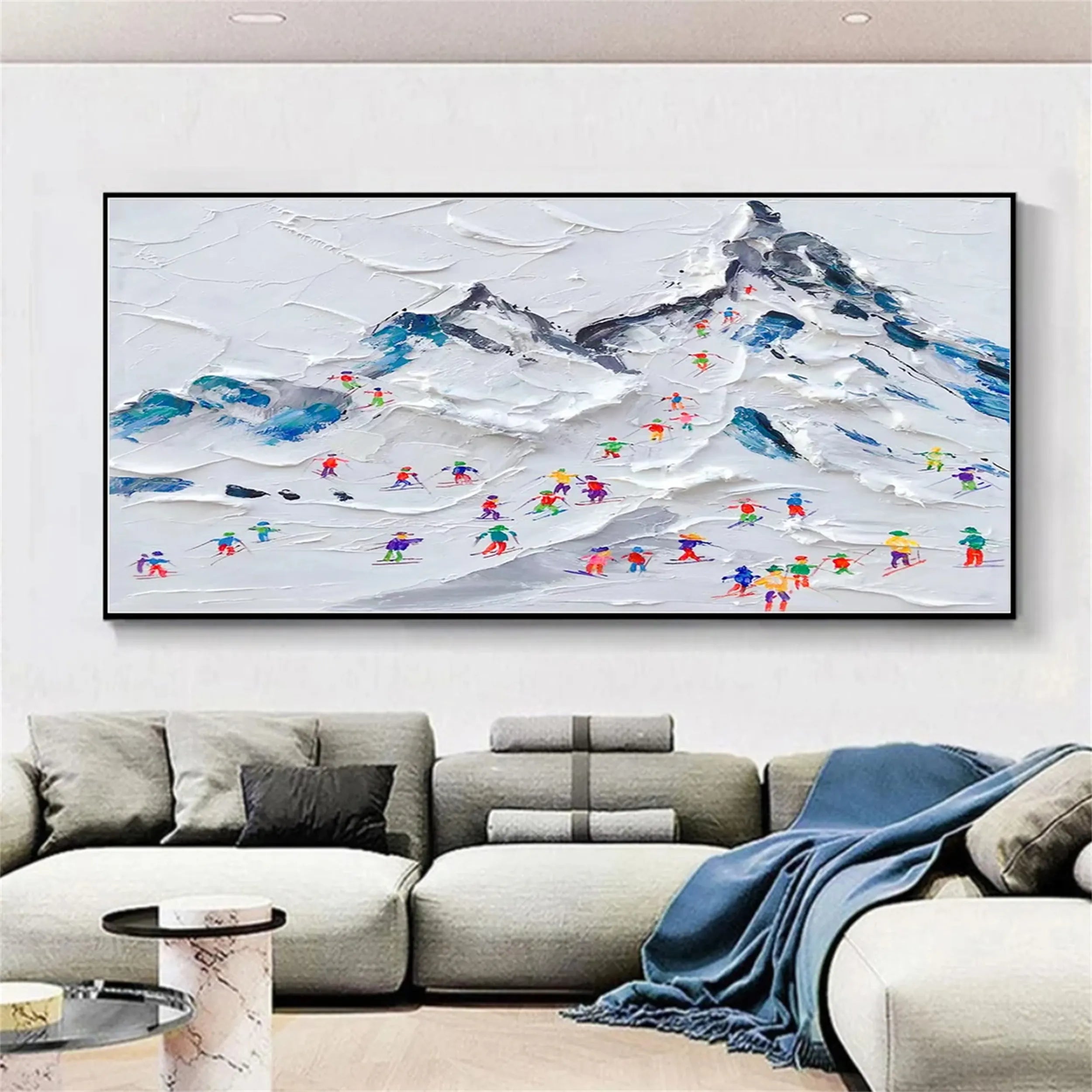 Skiing Sport Art Textured Painting Canvas #MM231