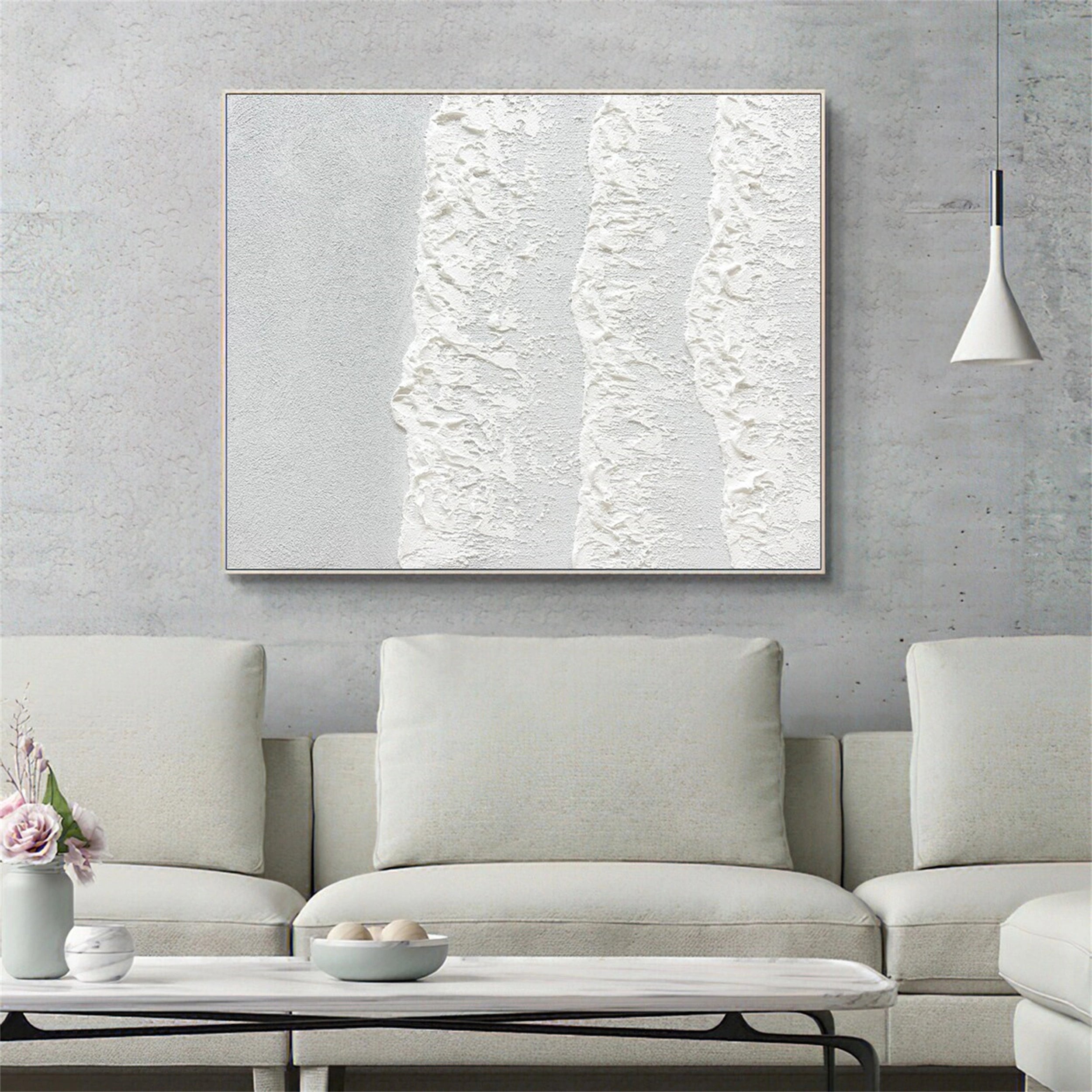 White Minimalist Textured Painting Canvas #MM128