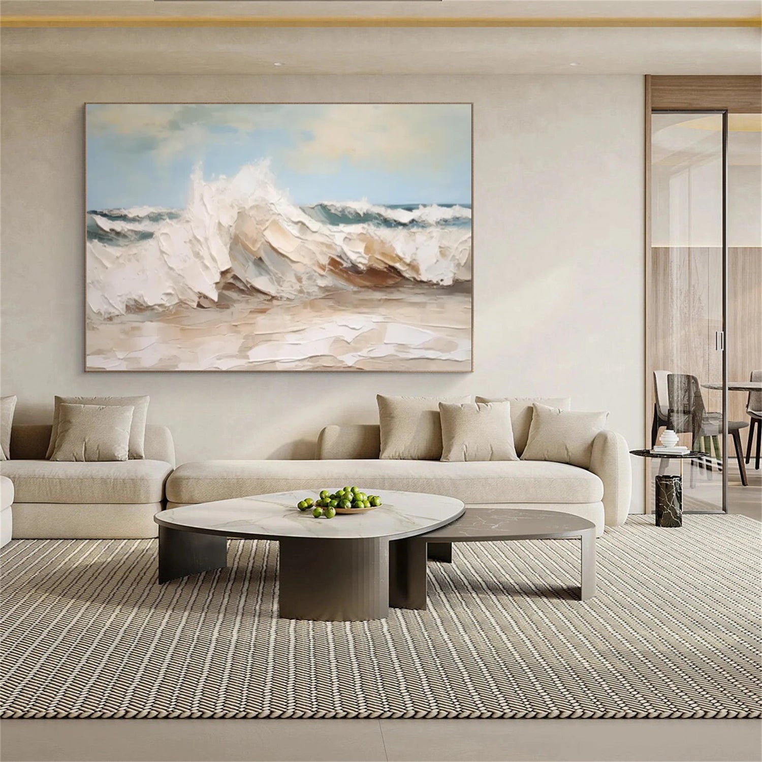 Ocean And Sky Abstract Textured Canvas Art #OS 290