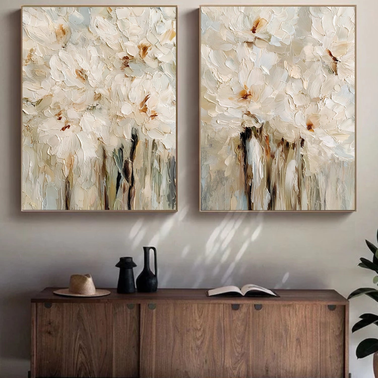 Flower & Tree Abstract Textured Canvas Set of 2 # FT 347