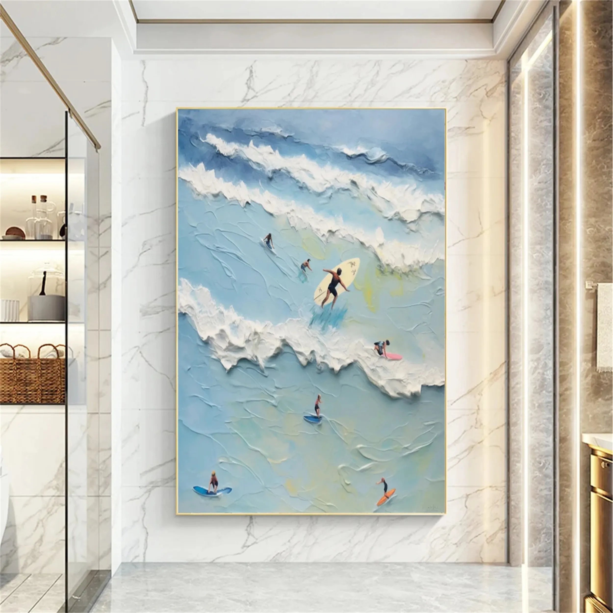 Seascape and Snowy Peak Painting #SP020