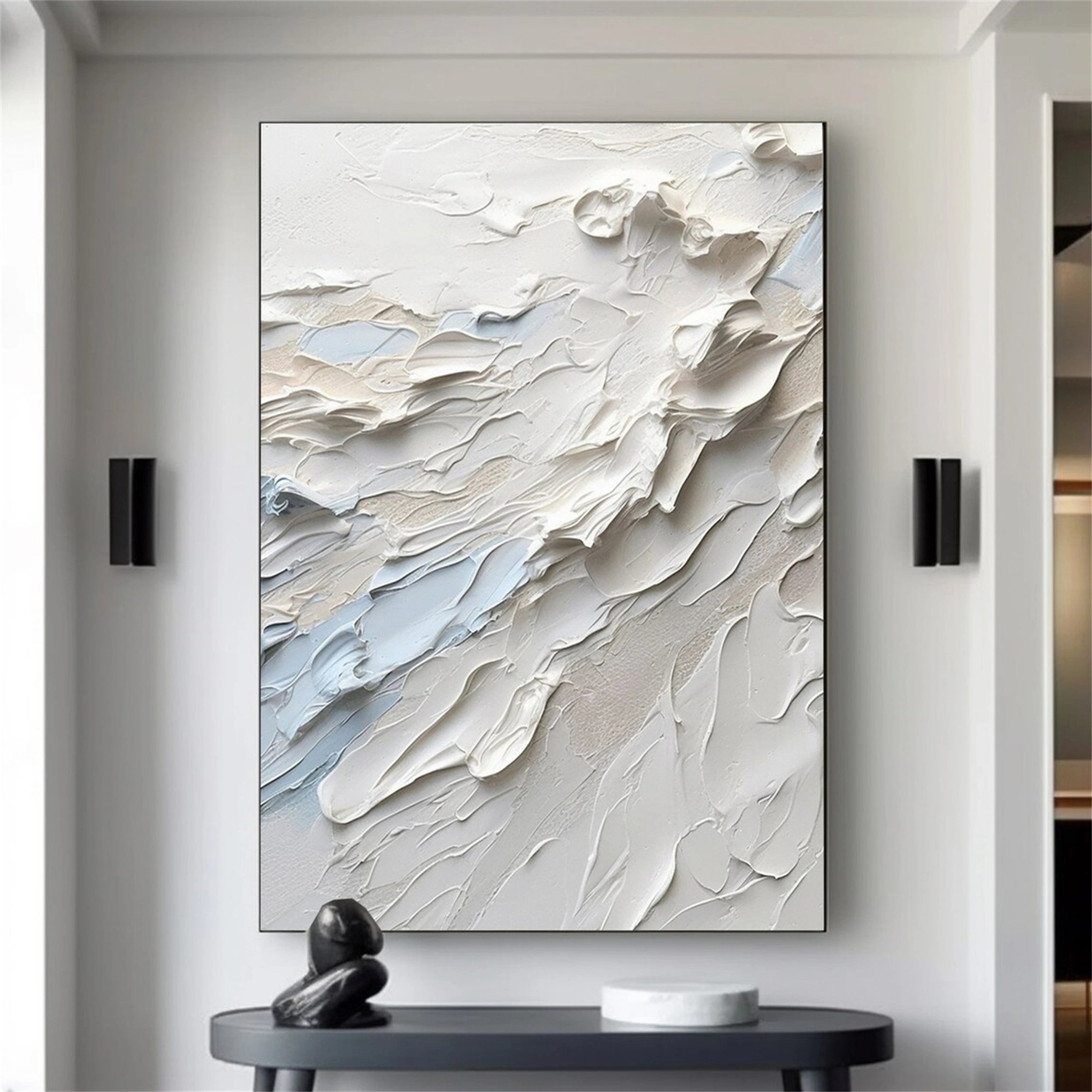 White Minimalist Textured Painting Canvas #MM154