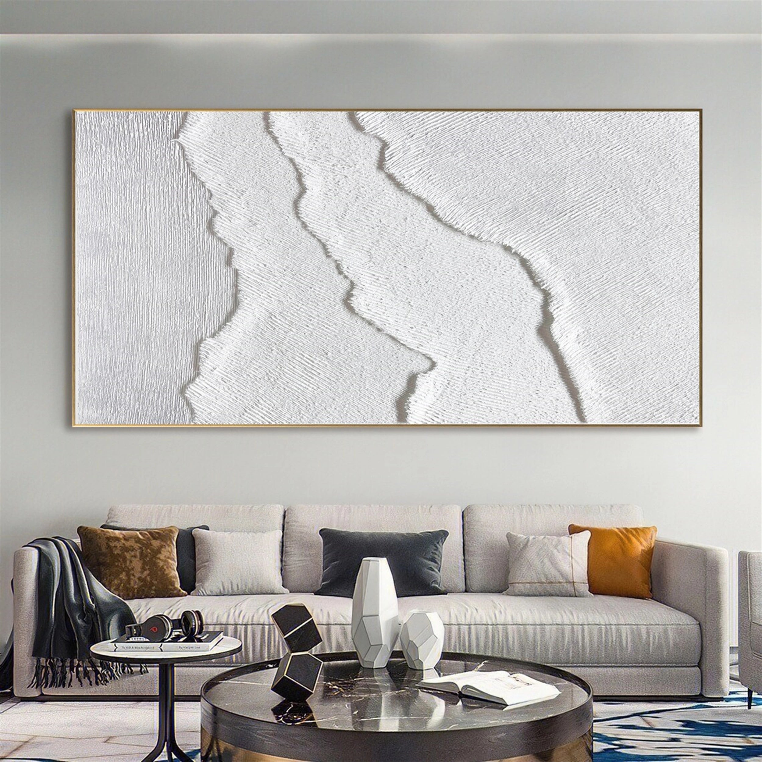 White Minimalist Textured Painting Canvas #MM127