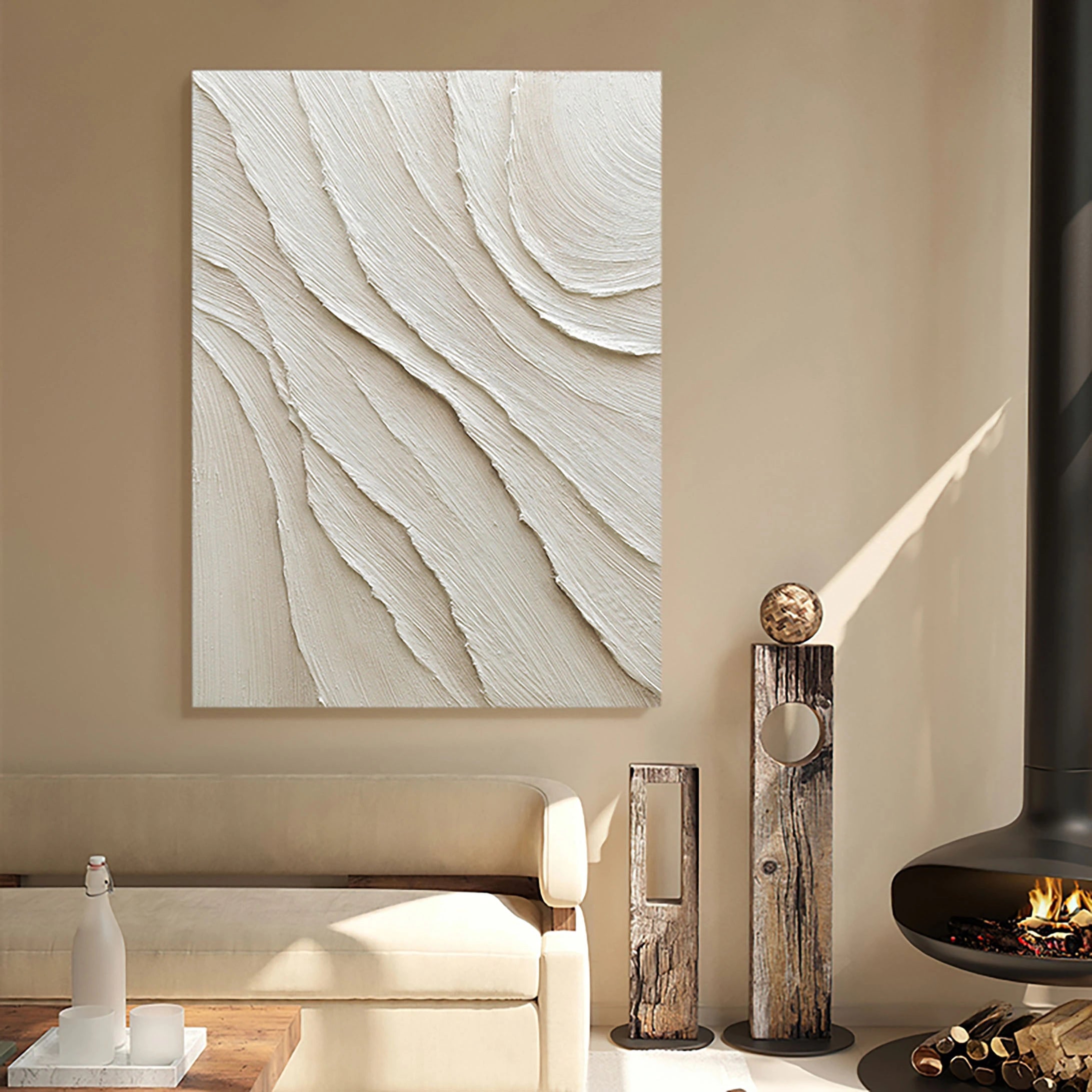 Beige Minimalist Textured Wall Art #MM032