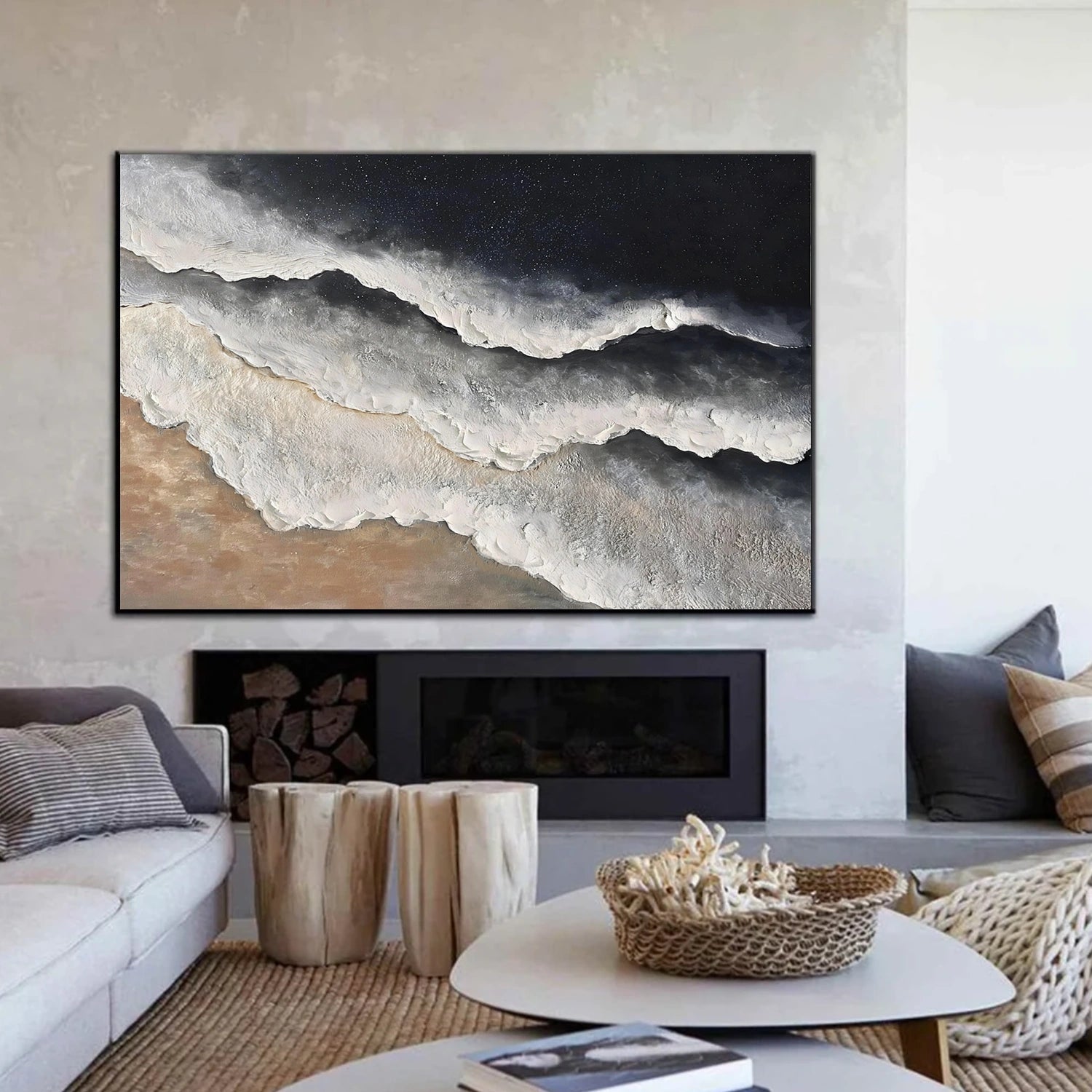 Ocean And Sky Abstract Texture Canvas Art #OS384
